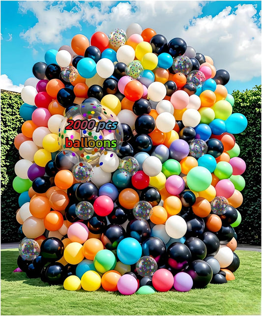 2000 Pcs Balloons Bulk 12 inch Assorted Colors Rainbow Latex Balloon 12 Colors, for Wedding, Graduation, Birthday Party Various Event Decorations