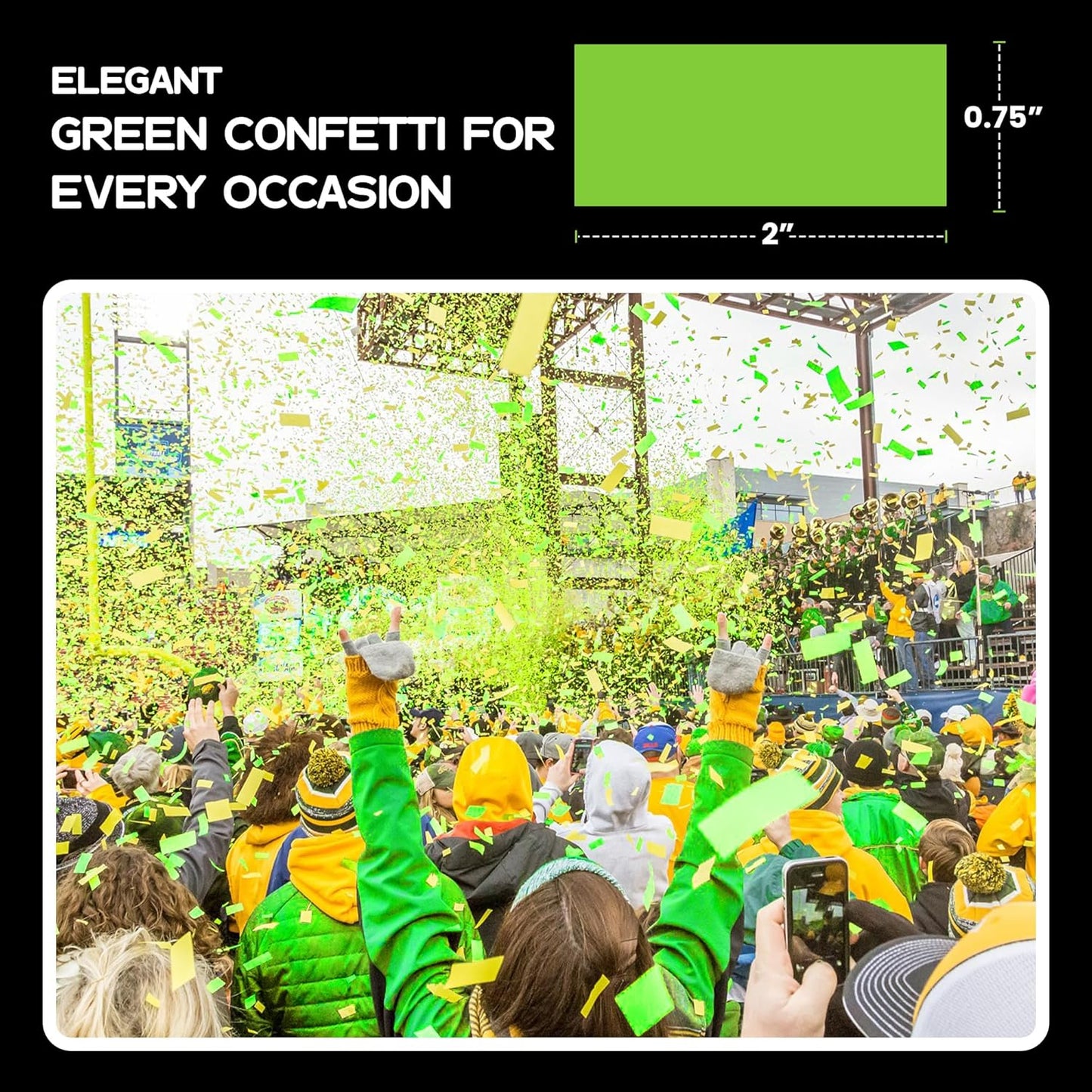 Light Green Biodegradable Confetti - Rectangular Flame-Resistant Tissue Paper Confetti for Cannon and Launcher use – Best for Gender Reveal, Parties, and Concerts - 20 lb, 320 oz