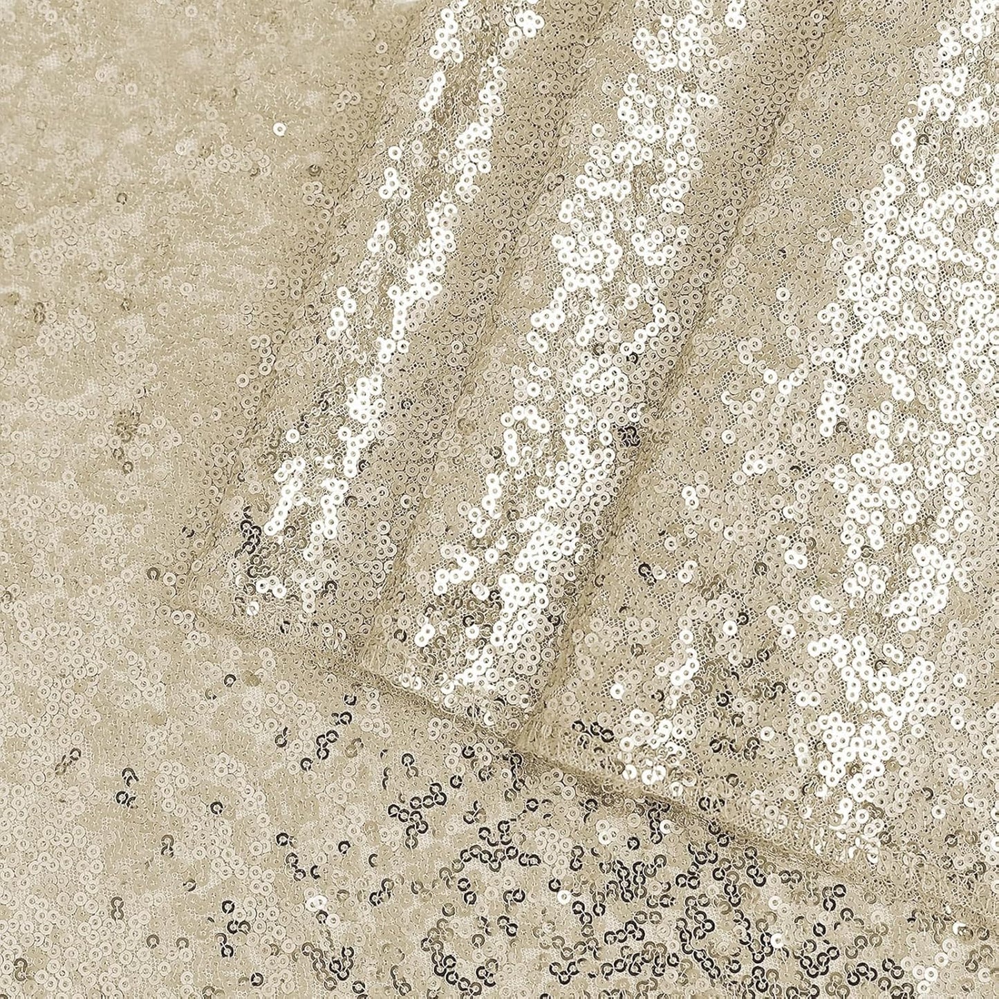 OQSQ Champagne Round Sequin Tablecloth, Glitter Tablecloth for Bridal Shower Decorations, Birthday, Wedding, Dessert, Banquet（50X50 inch Round,Champagne）