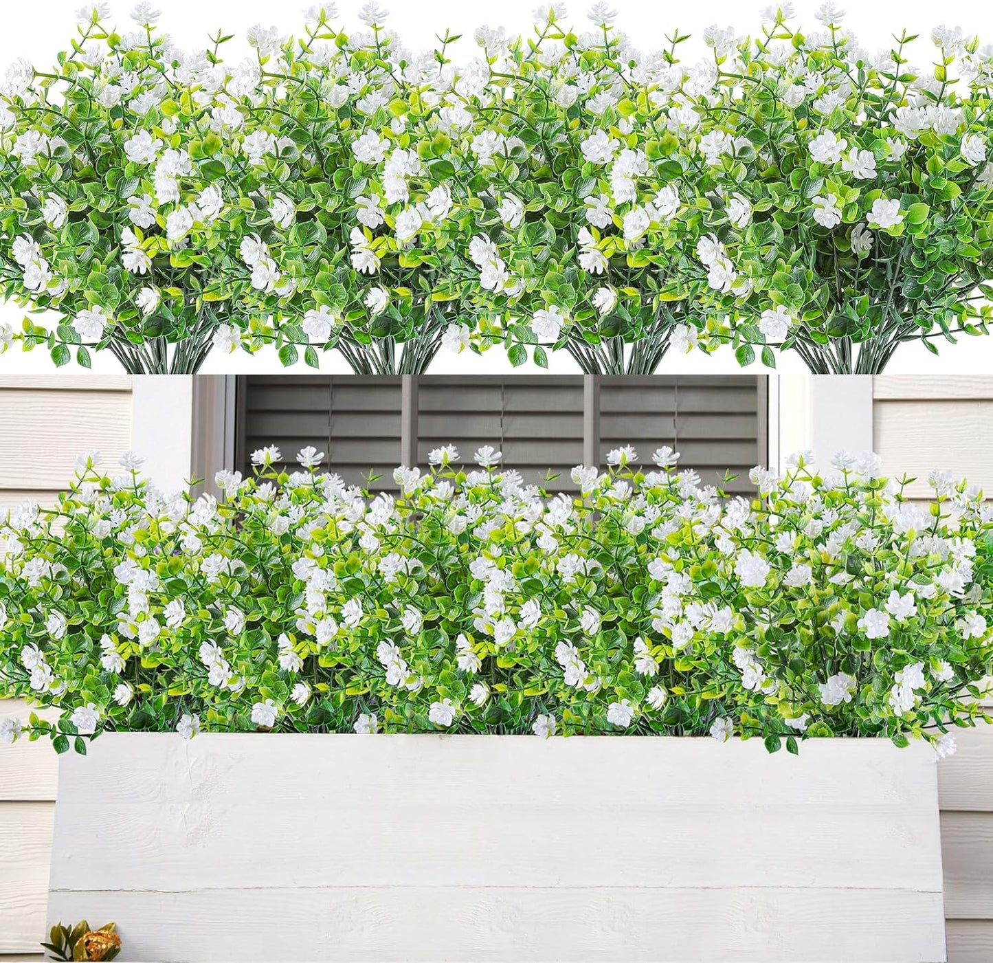 AmyHomie 20 Bundles Artificial Flowers for Outdoor Outside Spring Summer Decoration UV Resistant Faux Flowers No Fade Fake Plastic Plants Garden Porch Window Box Decorating