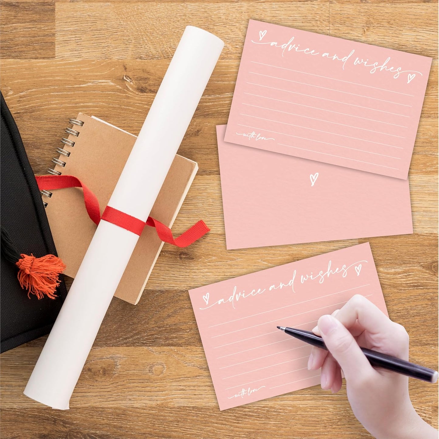 30 Advice & Wishes Cards - Peach Pink - Double Sided Fill-In Advice Cards For Bridal, Wedding, Graduate Party, Mr & Mrs, Retirement, Baby Shower, Party Favor & Supplies - B02