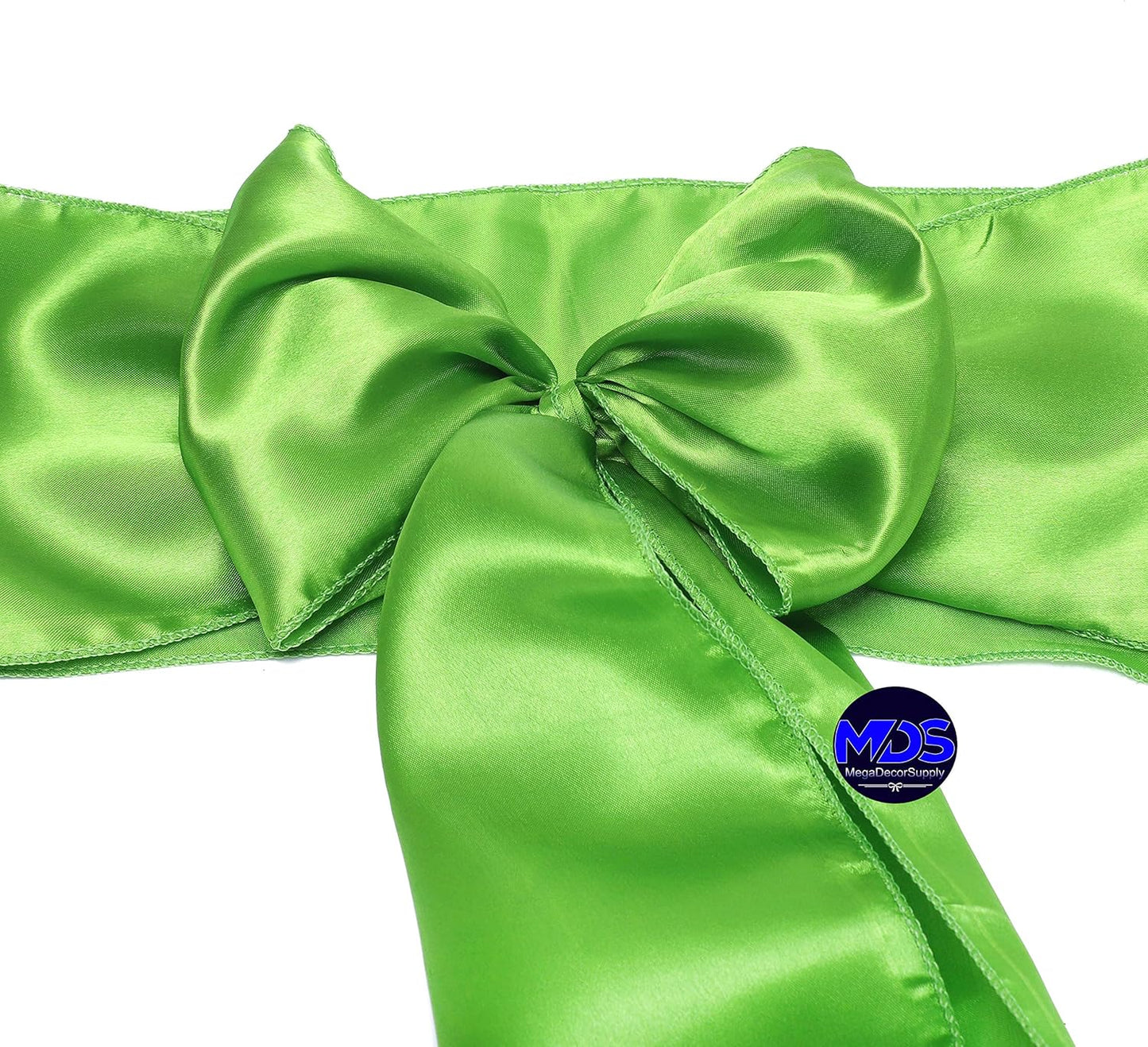 MDS Pack of 75 PCS Satin Chair Sashes Charmeuse Sateen Dining Chair Bows Ribbon Ties Back Sash for Wedding Party Birthday Home Hotel Restaurant Banquet Decoration (7 x 108 Inch, Parrot Green)