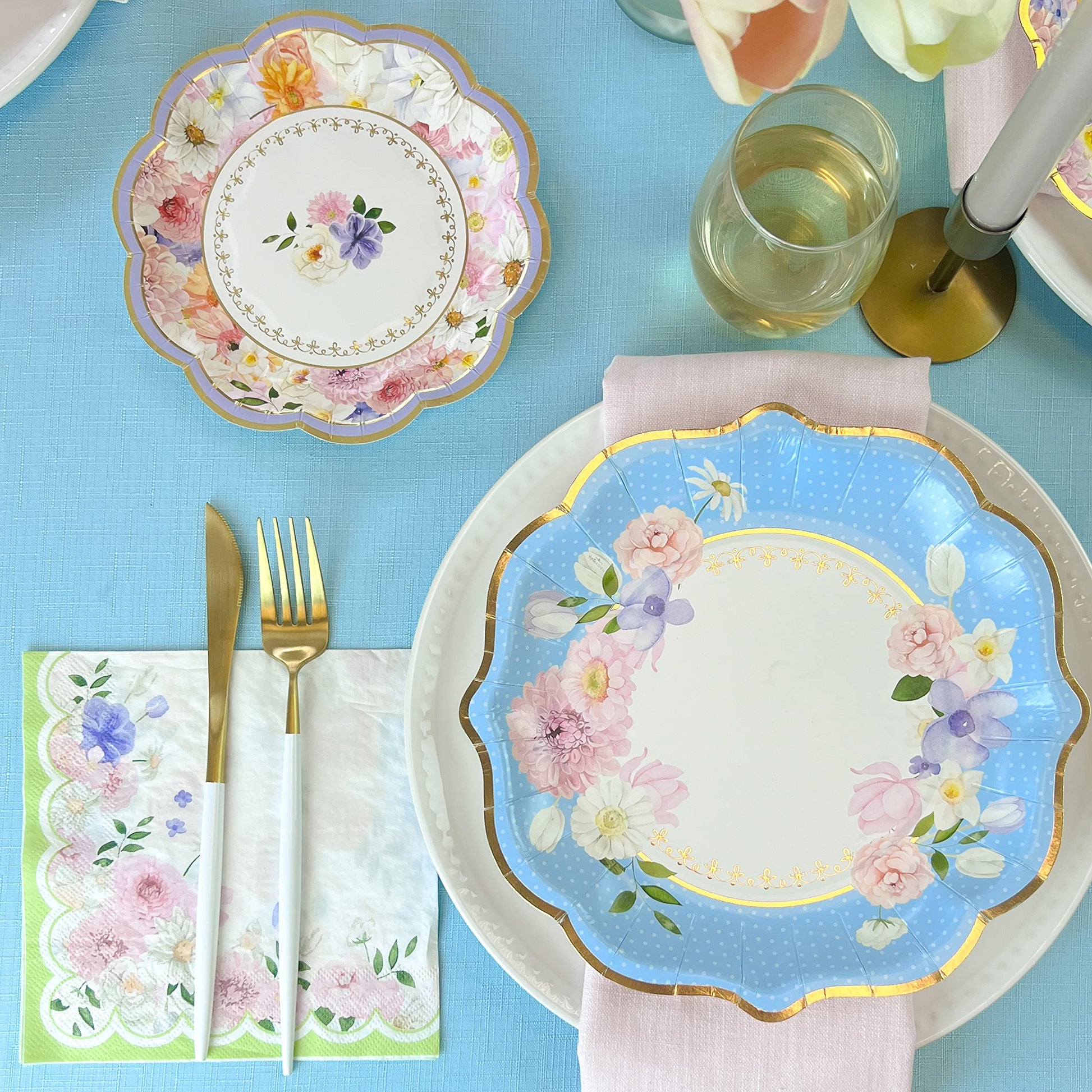 Kate Aspen Tea Party Decorations, Colorful Pastel Plates And Napkins Garden Party Supplies for