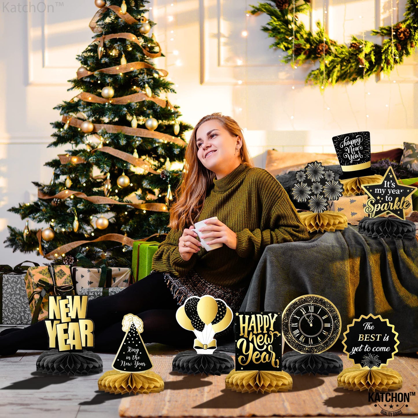 KatchOn New Years Centerpieces for Tables, Pack of 9