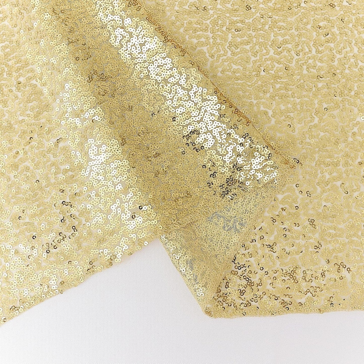 2 Packs 12 x 72 inches Sequin Table Runner, Gold Glitter Table Runner for Birthday Party Supplies Wedding Engagement Baby Shower Holiday Celebration Event Decorations