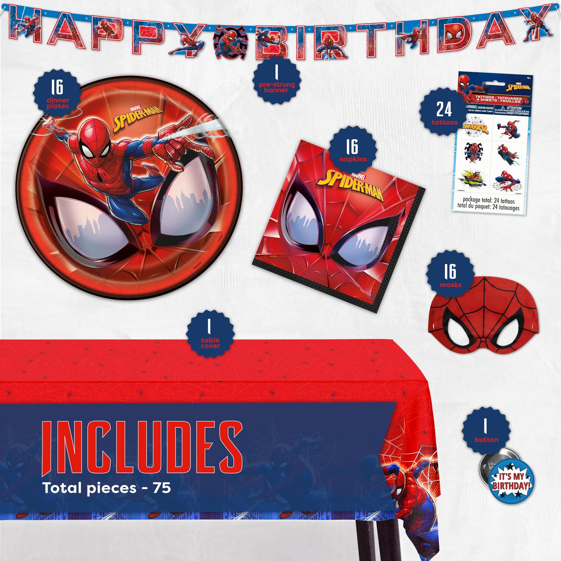 Spiderman Birthday Decorations Party Supplies with Banner and Party Favors