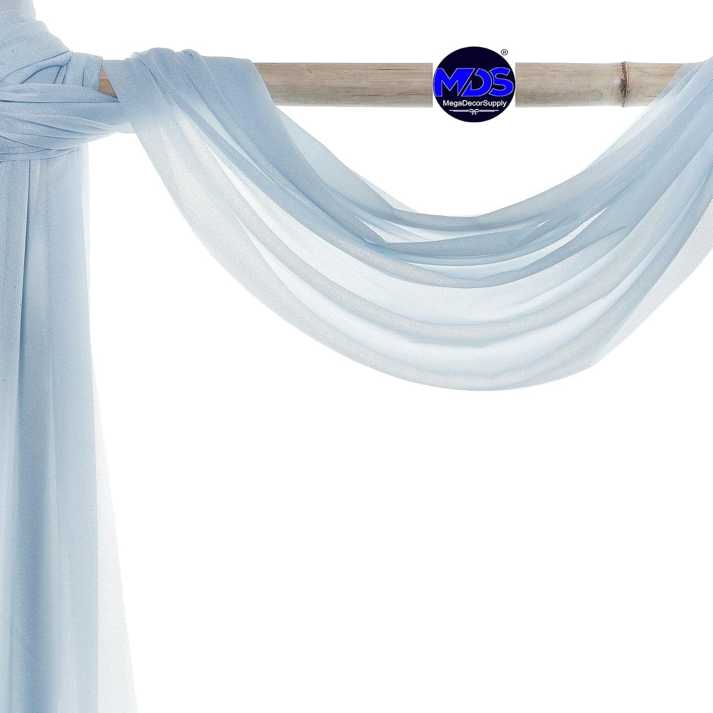 MDS Halloween Chiffon Draping Fabric - 1 Panel, 30" Wide x 100ft Long - Sheer Spooky Arbor & Canopy Drapery for Haunted House Backdrops, Party Ceilings, DIY Costumes & Themed Events - Baby Blue