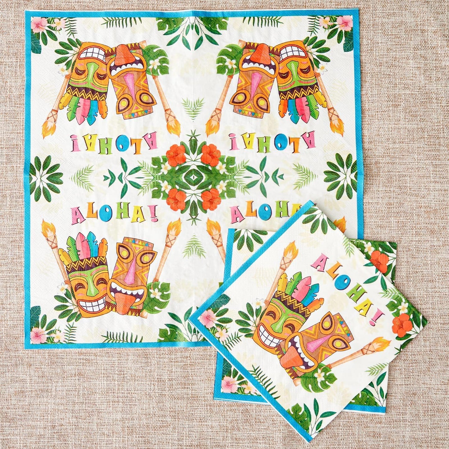 WERNNSAI 50 PCS Hawaiian Paper Napkins for Tropical Party Decorations