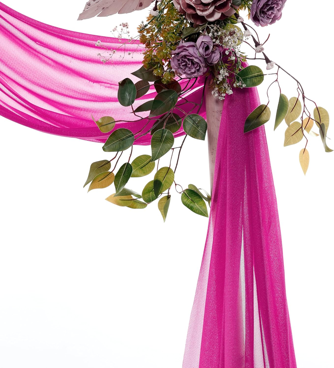 VDS Pack of 1 Panel (30 Inch X 30 Feet) Wedding Arch Draping Fabric Sheer Chiffon Fabric Drapery for Wedding Ceremony Reception Swag Backdrop Canopy Chuppah ARBO Altars Decoration (Magenta)