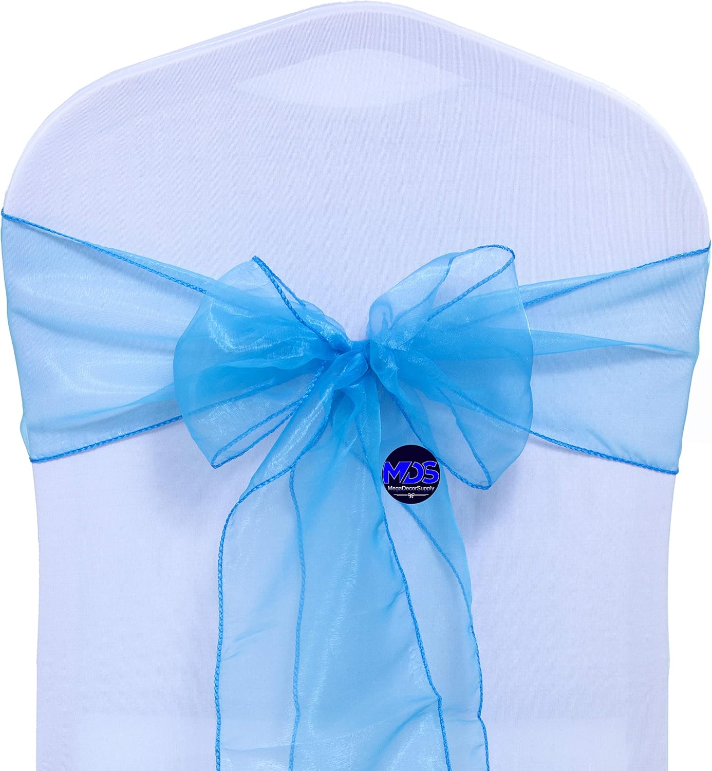 MDS Pack of 75 PCS Organza Chair Sashes Wider Dining Chair Bows Ribbon Tie Back for Wedding Party Birthday Bridal Shower Reception Event Banquet Home Chair Cover Decoration - Blue