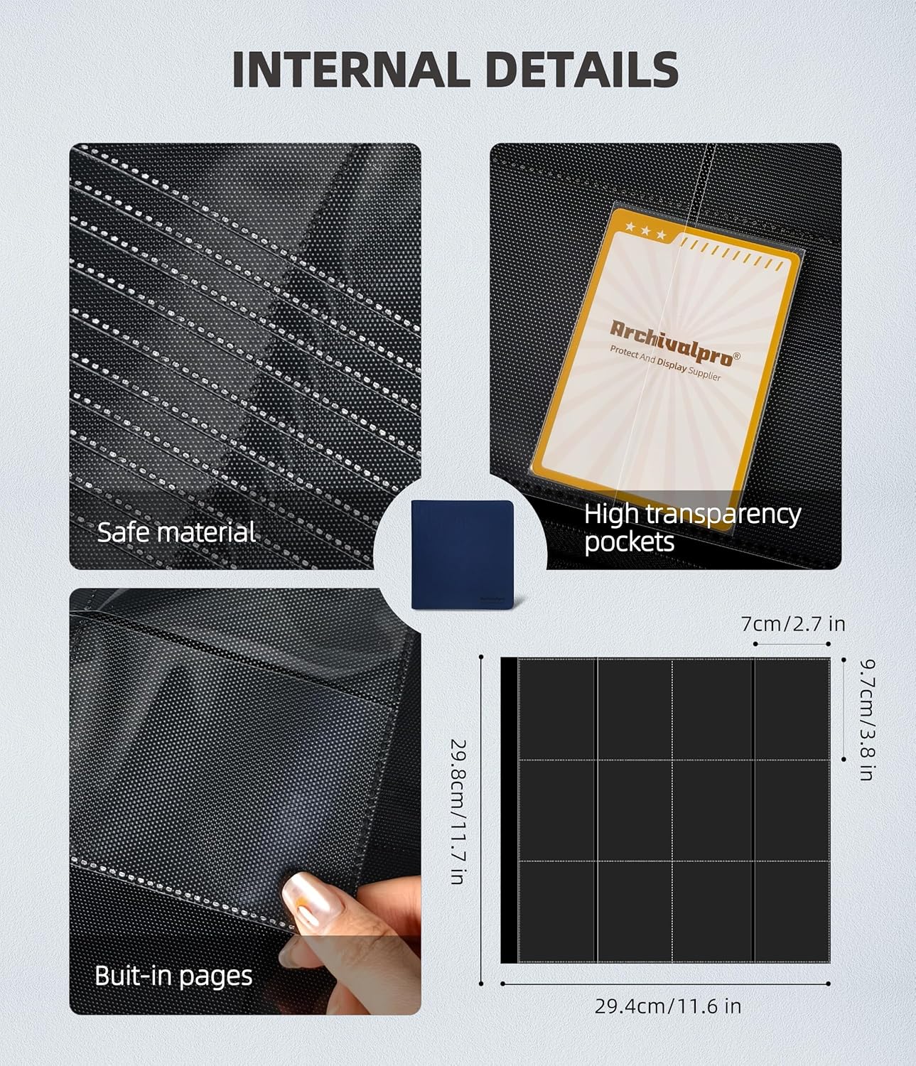 12 Pockets Premium Card Binder 480 Cards Trading Card Binders Side Load Card Storage Display Album(12 Pocket 480 Card Slot,Blue)