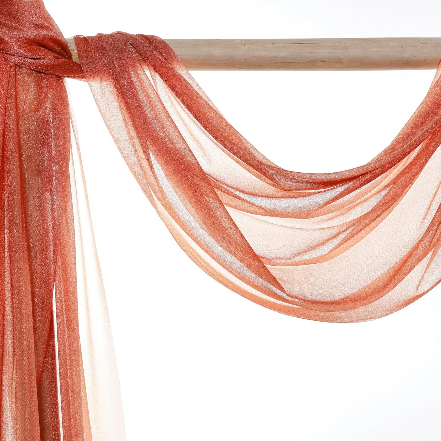 VDS Pack of 2 Panel (30 Inch X 40 Feet) Wedding Arch Draping Fabric Sheer Chiffon Fabric Drapery for Wedding Ceremony Reception Swag Backdrop Canopy Chuppah ARBO Altars Decoration (Terracotta)