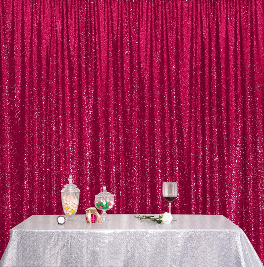 Poise3EHome 6FT x 8FT Sequin Photography Backdrop Curtain for Party Decoration, Hot Pink