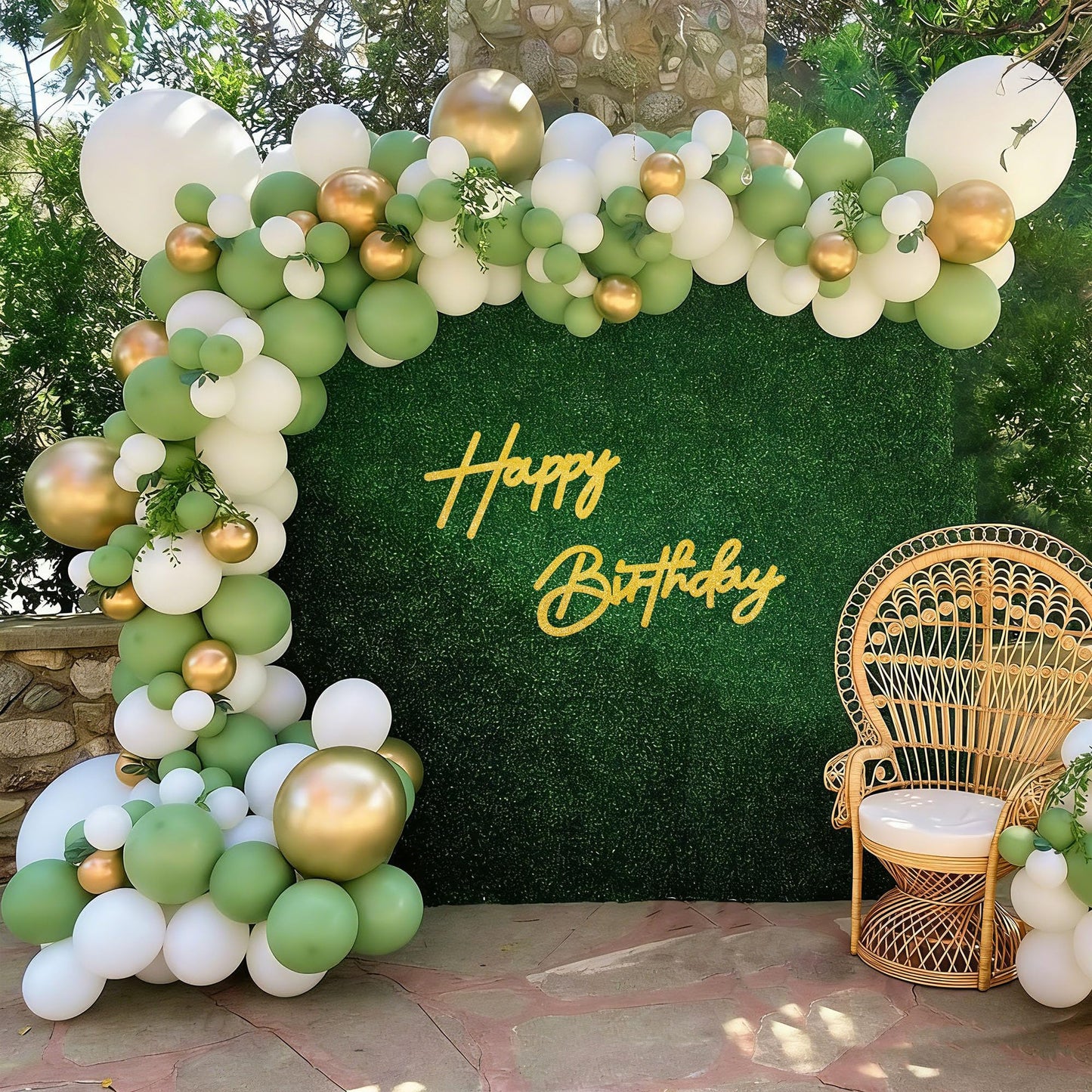 CANREVEL Happy Birthday Sign for Backdrop, Birthday Banner Glitter Gold