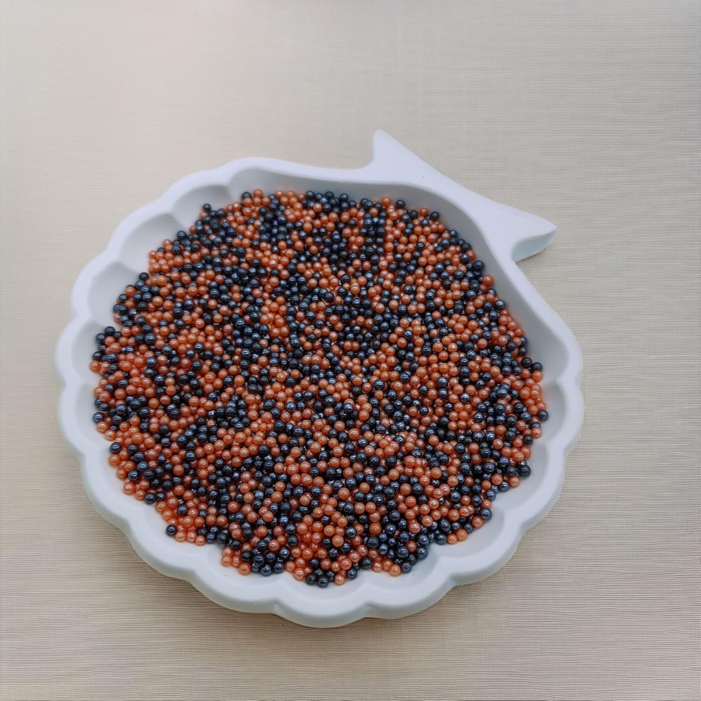 Edible Orange & Black Pearl Sugar Sprinkles Candy 2mm Mini Pearls Cake Decorations Cupcake Toppers Cookie Decorating Perfect for Wedding Party Valentine Halloween Christmas Supplies 3OZ