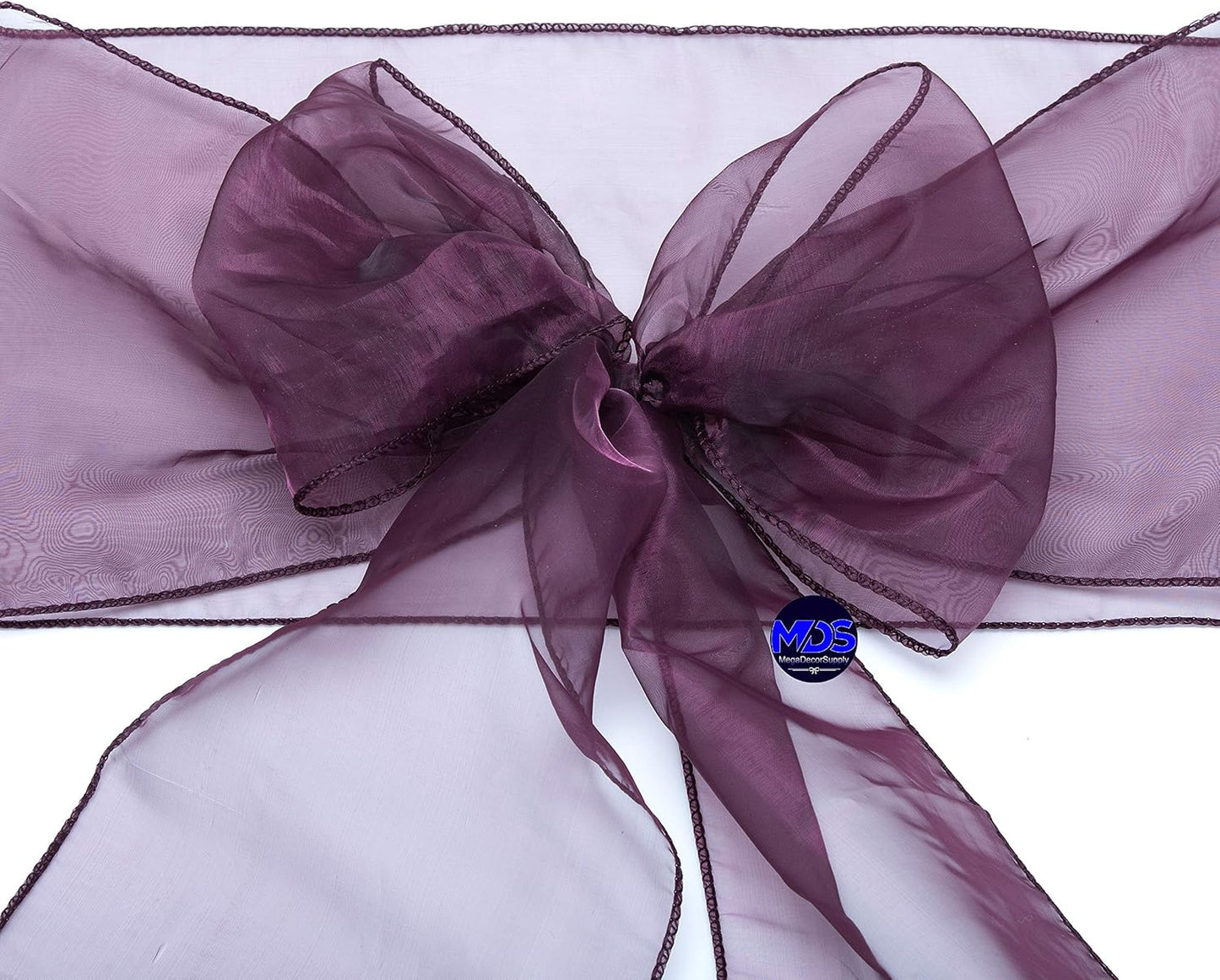MDS Pack of 300 PCS Organza Chair Sashes Wider Dining Chair Bows Ribbon Tie Back for Wedding Party Birthday Bridal Shower Reception Event Banquet Home Chair Cover Decoration - Plum