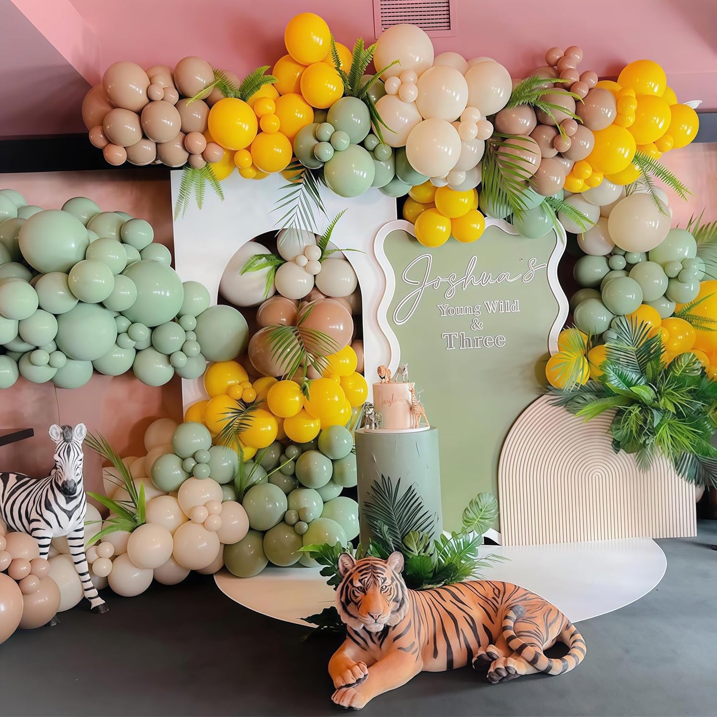 Green and Yellow Balloon Arch Kit 111Pcs Sage Green Mustard Yellow Balloons Garland Boho Lemon Yellow Ivory White Sand Birthday Party Balloons for Sunflower Bear Bee Baby Shower Wedding Decorations