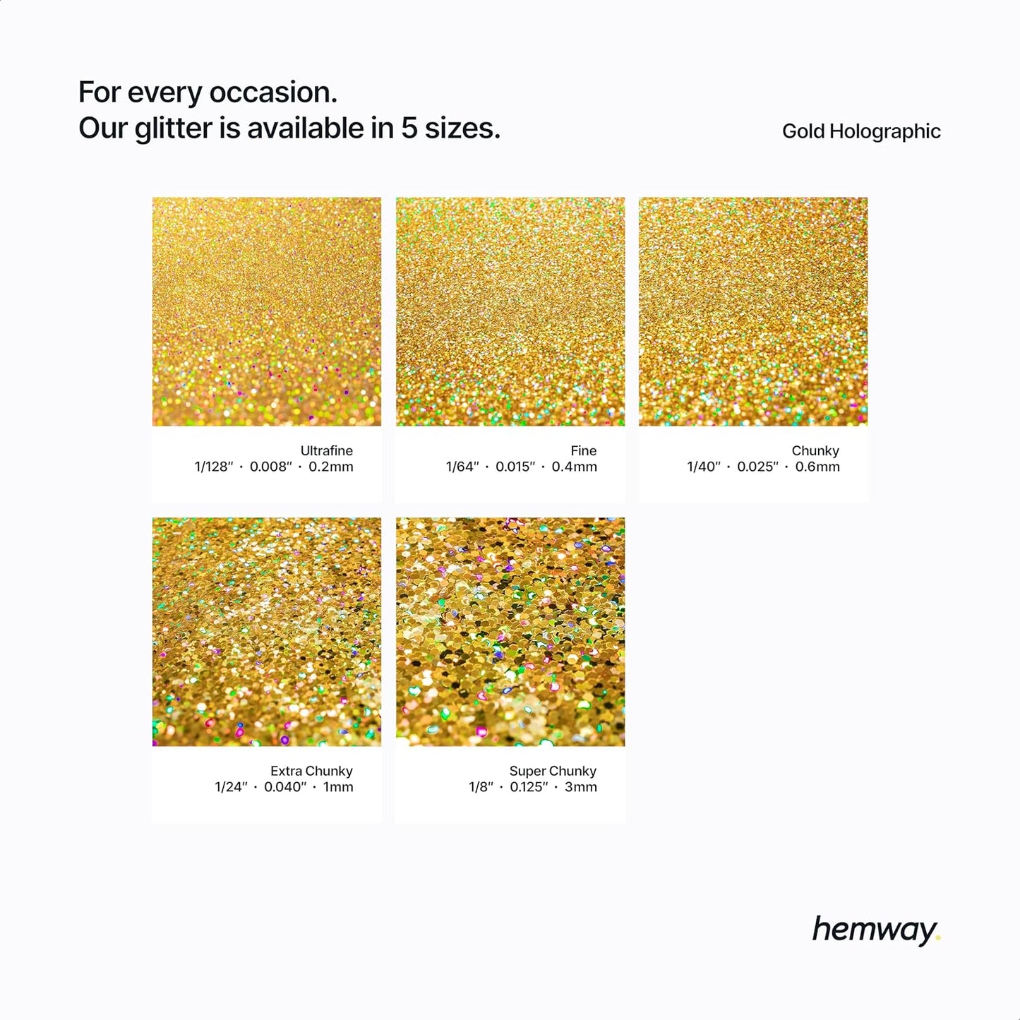 Hemway Eco Friendly Biodegradable Glitter 100g / 3.5oz Bio Cosmetic Safe Sparkle Vegan for Face, Eyeshadow, Body, Hair, Nail and Festival Makeup - Ultrafine (1/128" 0.008" 0.2mm) - Gold Holographic