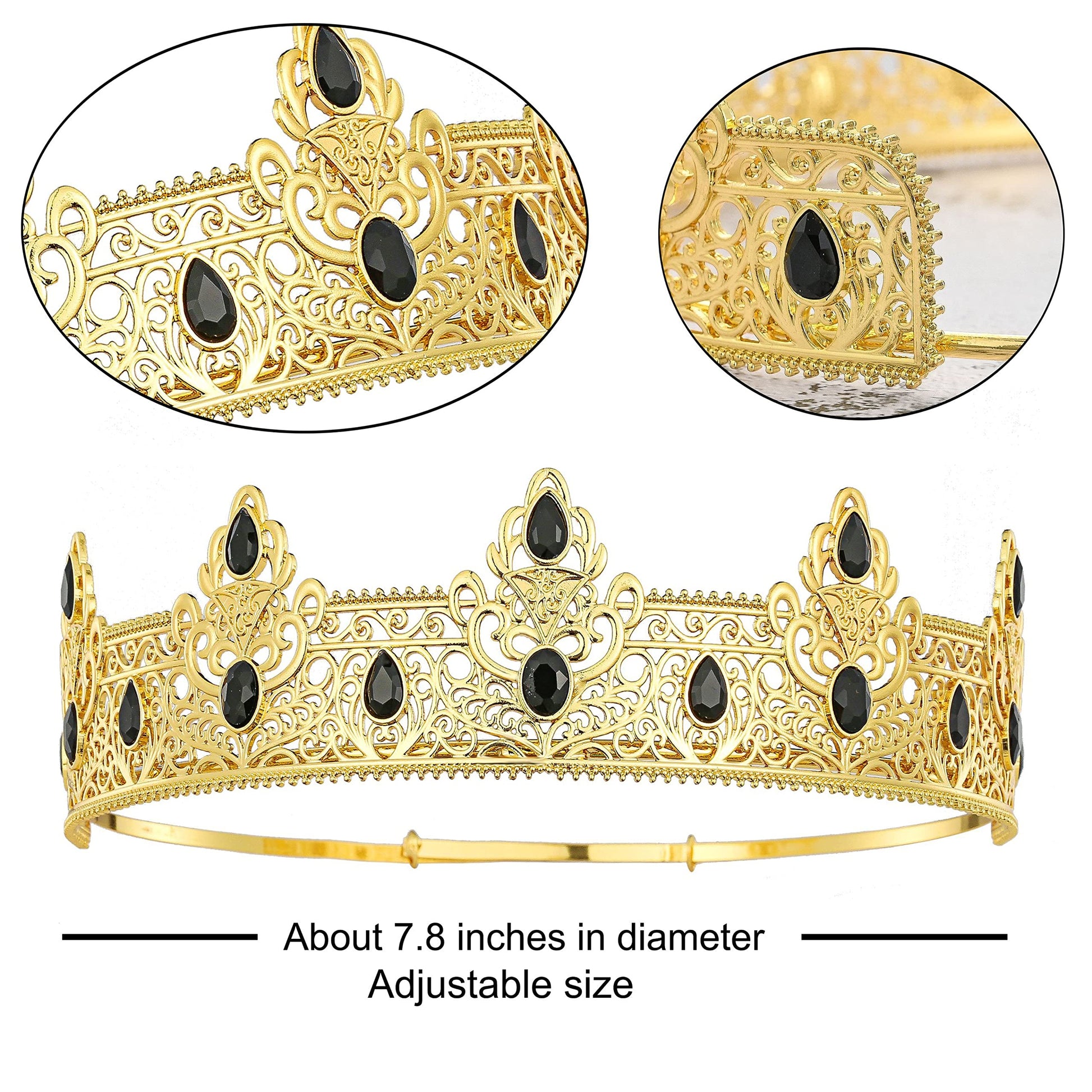 NA King Crown and Birthday Sash, Prom Decoration Gifts for Men (Gold-1)