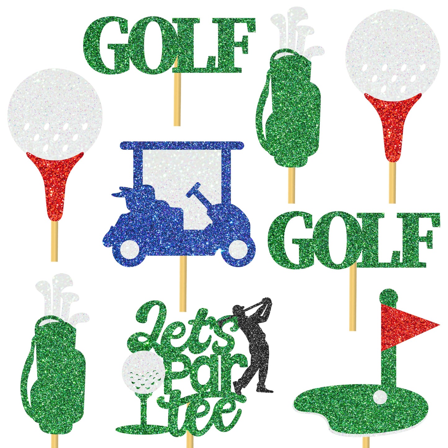 12Pcs Golf Party Centerpiece Sticks Glitter Golf Birthday Party Table Toppers Golf Centerpiece