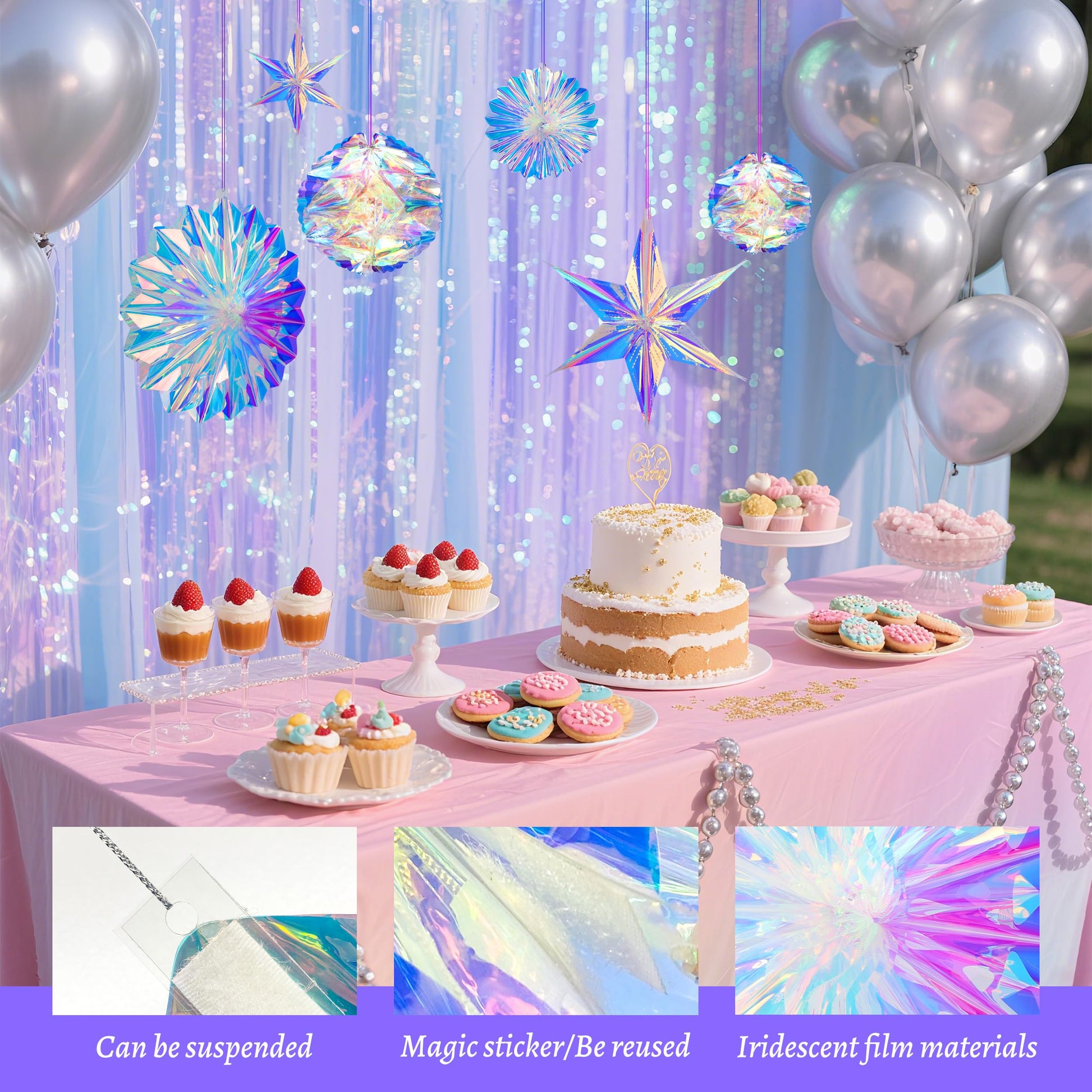 BTSD-home 6pc Iridescent Party Decorations Hanging Decor College Welcome
