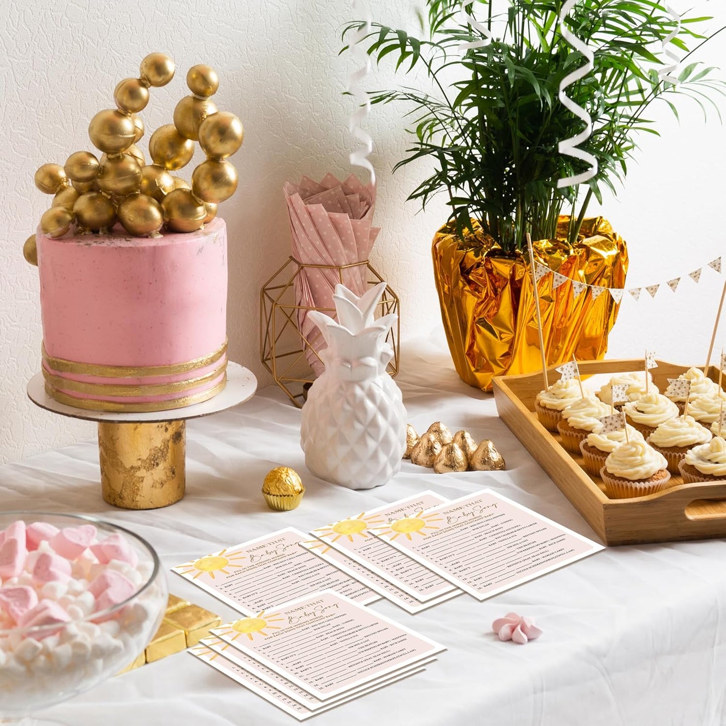 YSTEP Boho Sunshine 30 Name That Baby Song Game Cards with 1 Answer Card, Gender Reveal Party Supplies Favors (5"x7") - D06