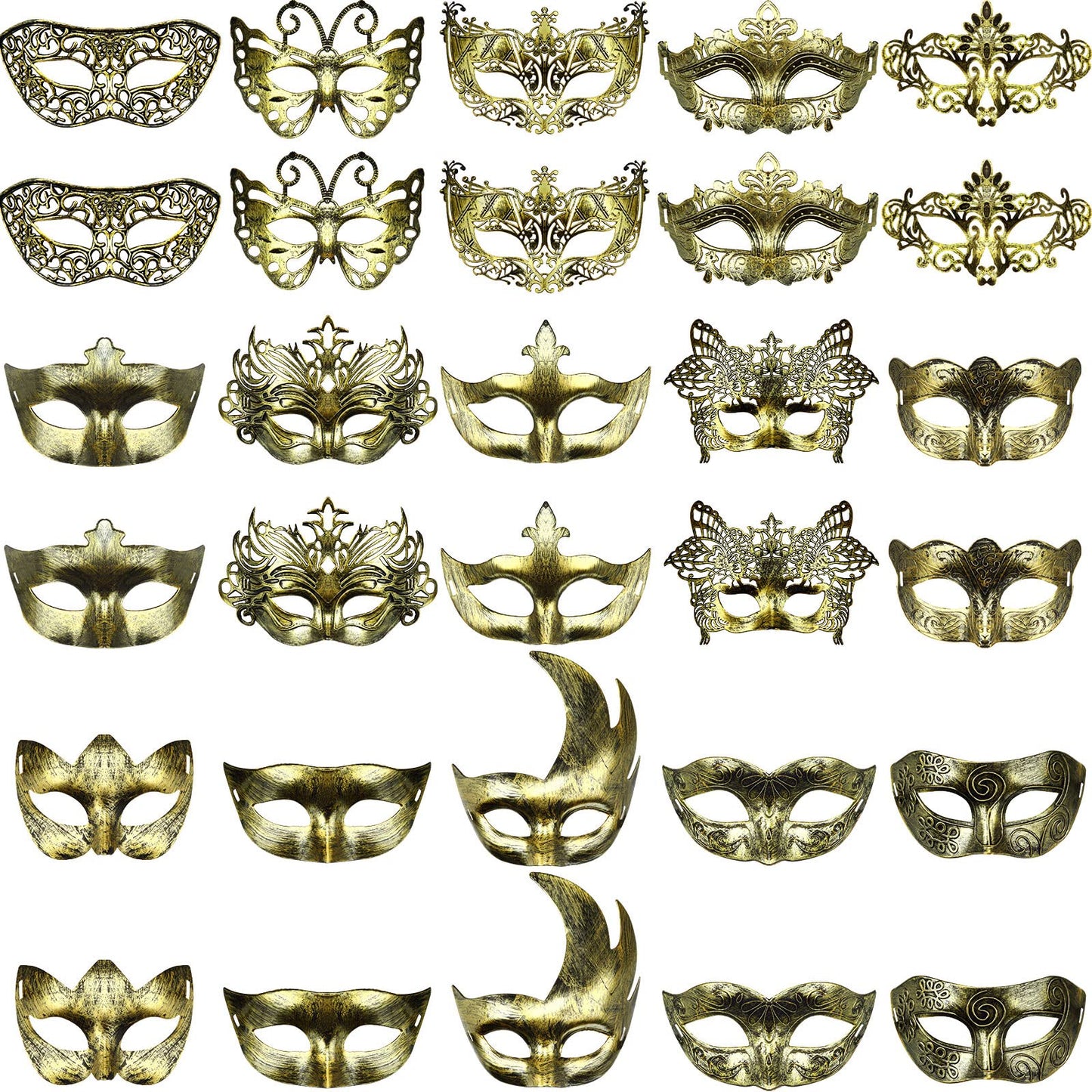 Yunsailing Masquerade Masks with Straps for Women Men,Gold