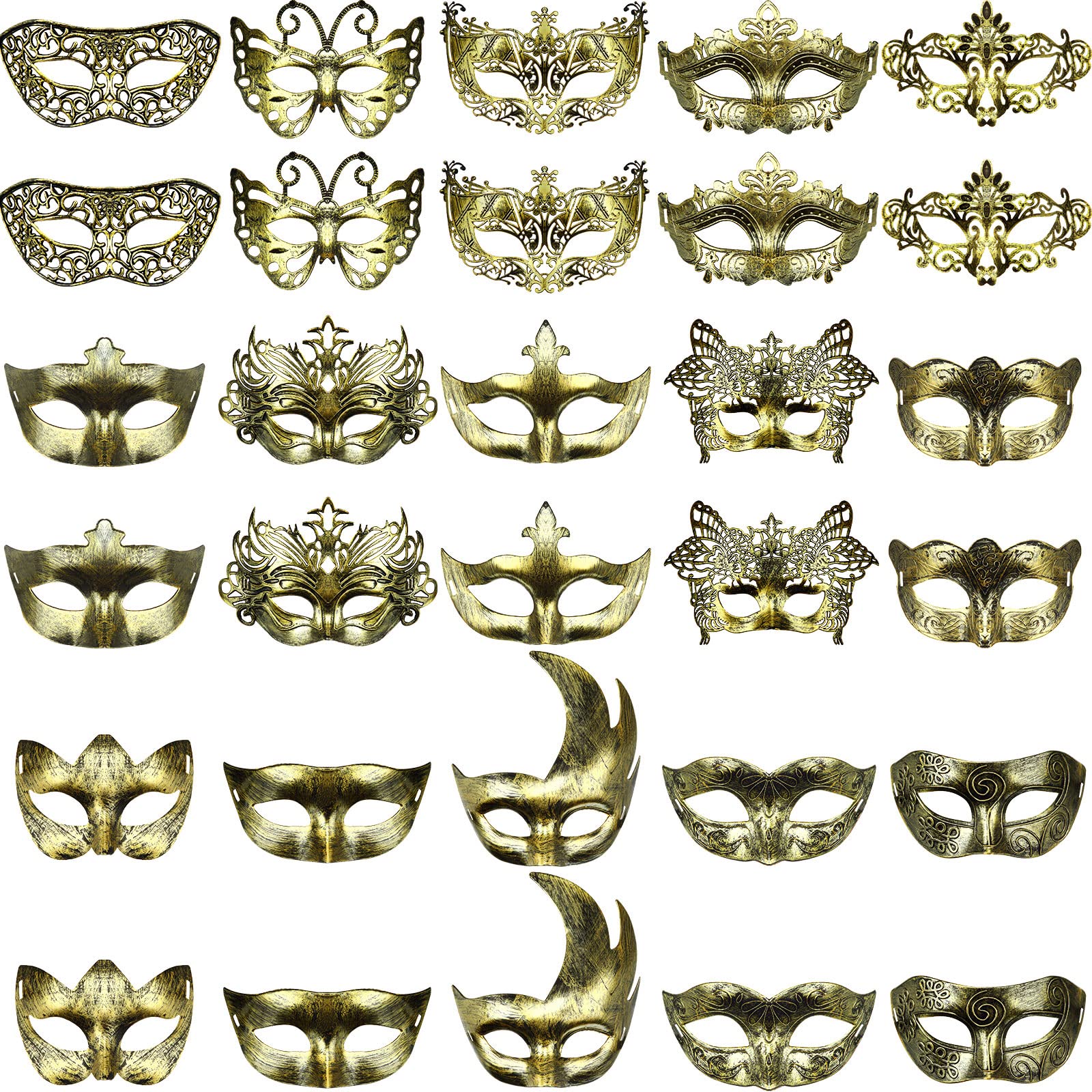 Yunsailing Masquerade Masks with Straps for Women Men,Gold