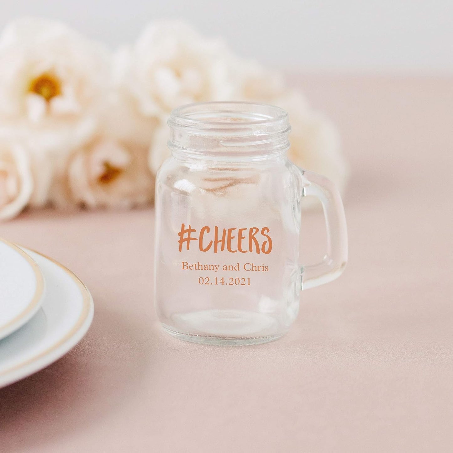 WEDDINGSTAR Personalized 4oz Mini Mason Jar Shot Glass Customizable Full Color Print - 36 pack