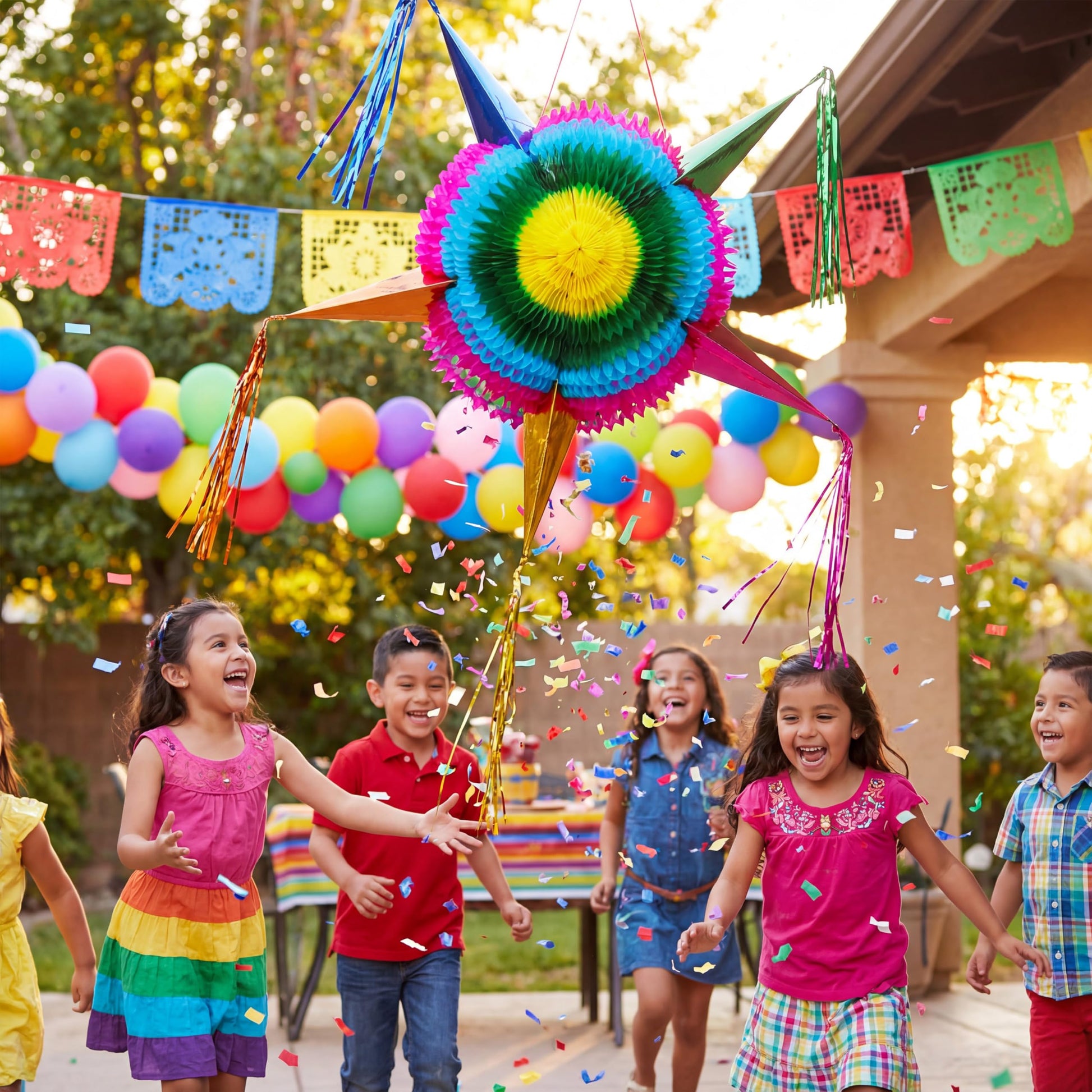 JOYIN 33 Inch Large Star Pinata, Foldable Mexican Fiesta Pinata with Vibrant Honeycomb Center