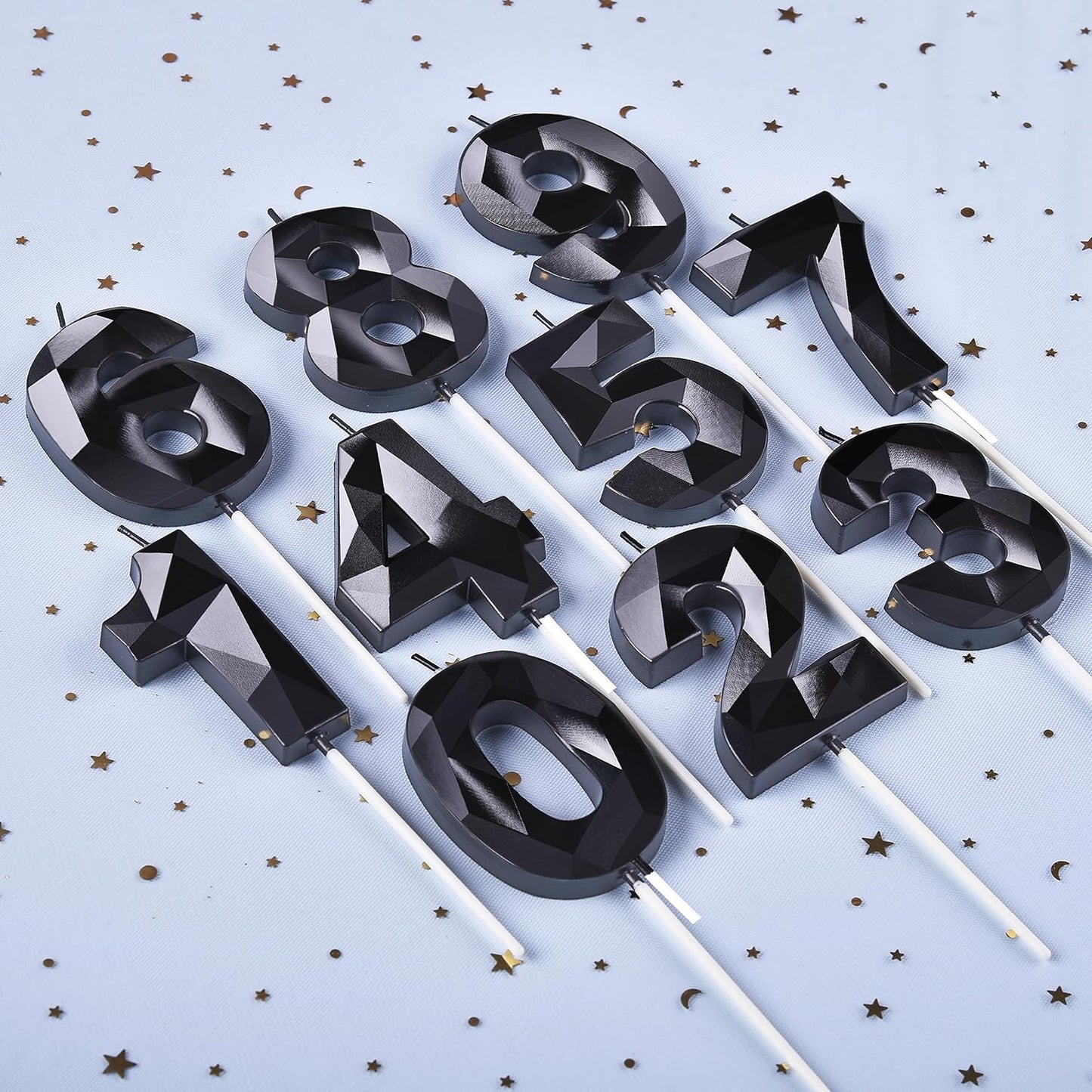 PHD CAKE 2.76 Inch Crystal Black 9 Number Birthday Candles, Black Number Candles, Cake Number Candles, Party Celebration