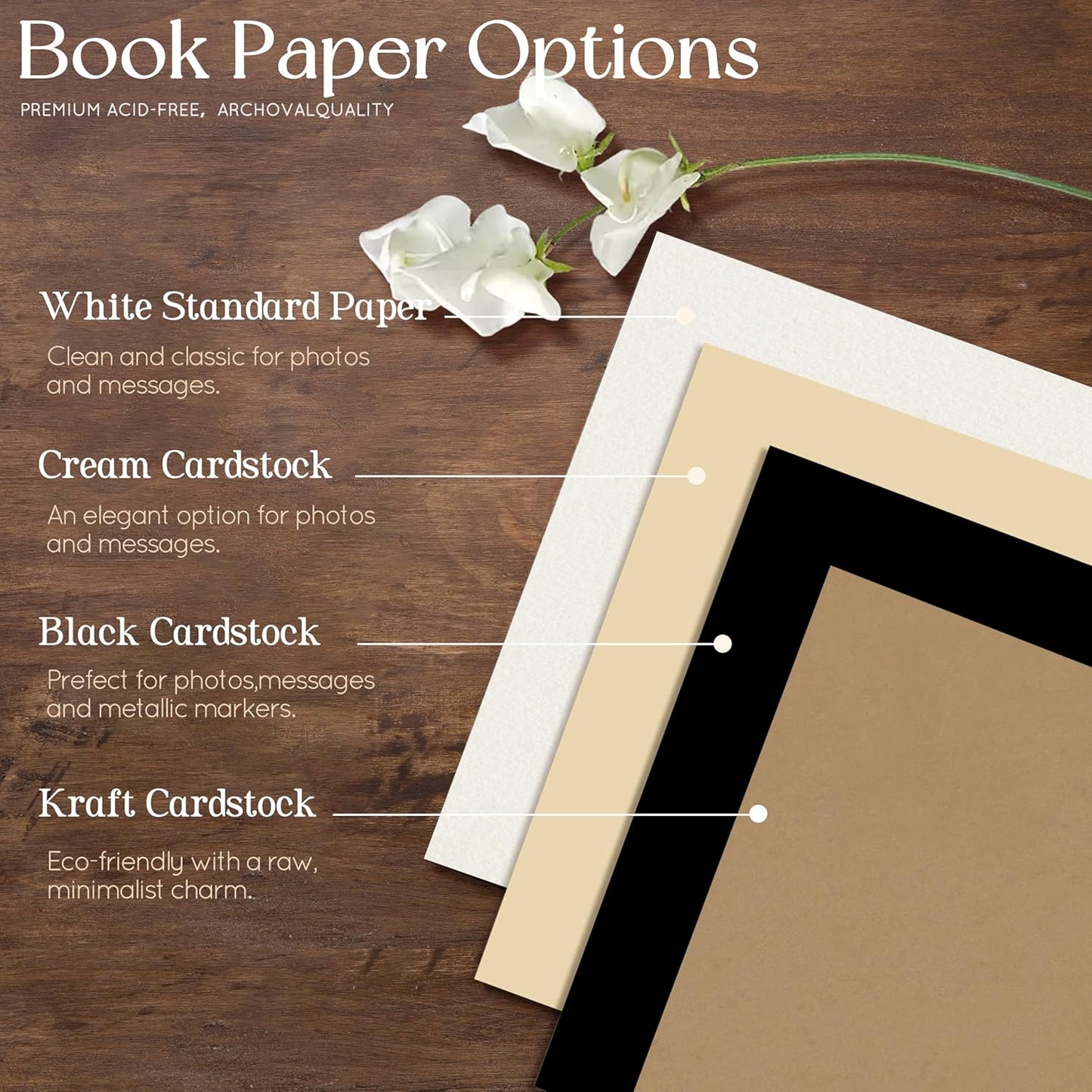 NBE Personalized Wooden Guest Book - Custom Wedding Sign-In Book with Burgundy Spine - Rustic Photo Album for Messages & Polaroids - Couples Keepsake Memory Gift (8.5x6 Inches)