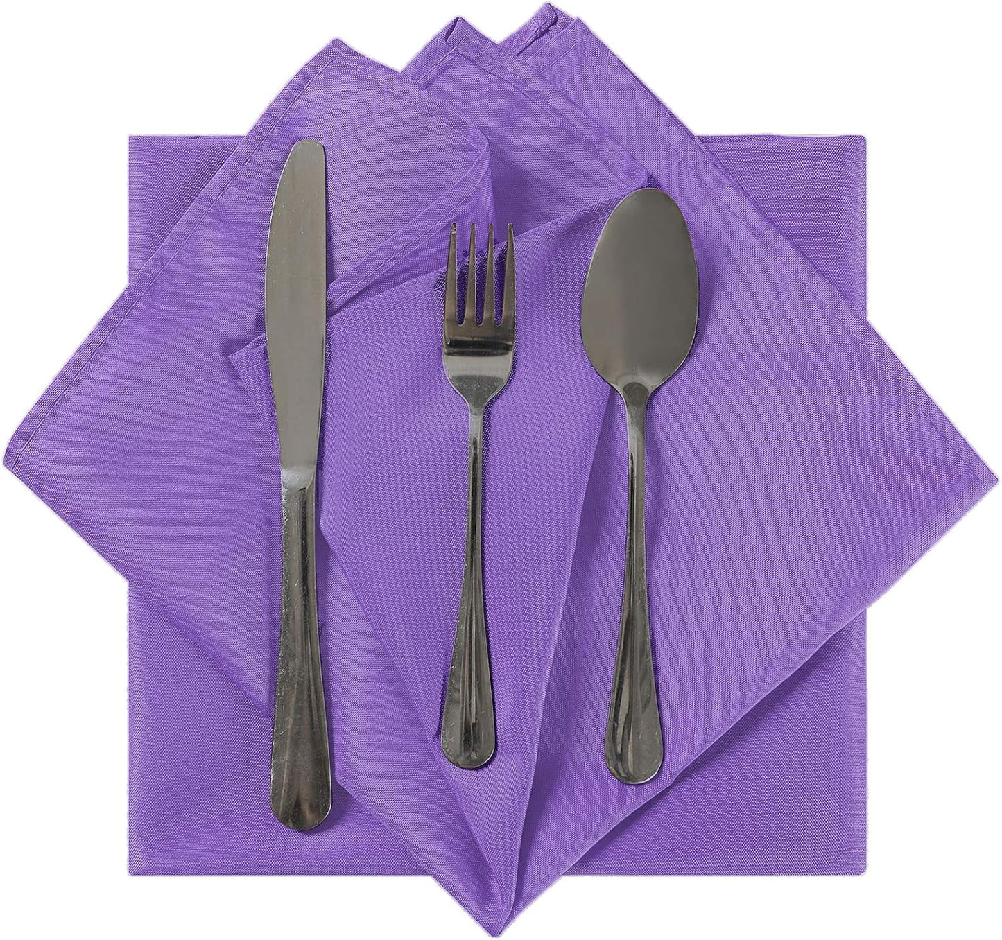 Cloth Napkins 17x17 inch Washable Polyester Dinner Napkins Soft Table Napkins for Wedding Party Dining Banquet(Purple,50PCS)