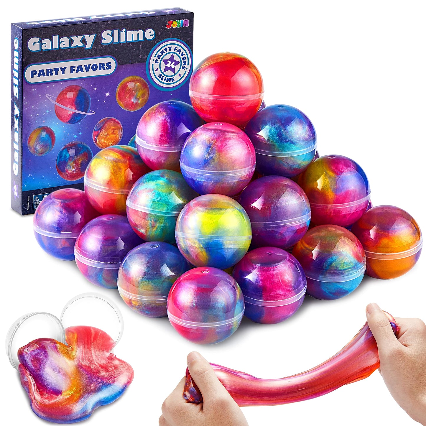 JOYIN Slime Party Favors, 24 Pack Galaxy Slime Ball - Stretchy, Non-Sticky, Mess-Free, Stress