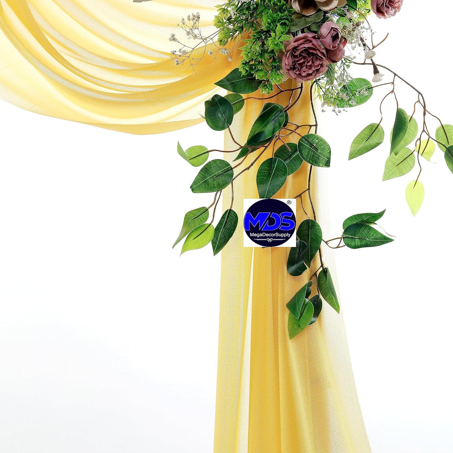 MDS Halloween Chiffon Draping Fabric - 2 Panel, 30" Wide x 20ft Long - Sheer Spooky Arbor & Canopy Drapery for Haunted House Backdrops, Party Ceilings, DIY Costumes & Themed Events - Gold