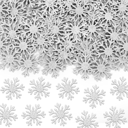 MARFOREVER Christmas Snowflake Glitter Confetti, Silver Snowflake Paper Confetti Snow Sprinkles Winter Wonderland Party Table Centerpiece for Wedding Supplies Christmas Party Decorations