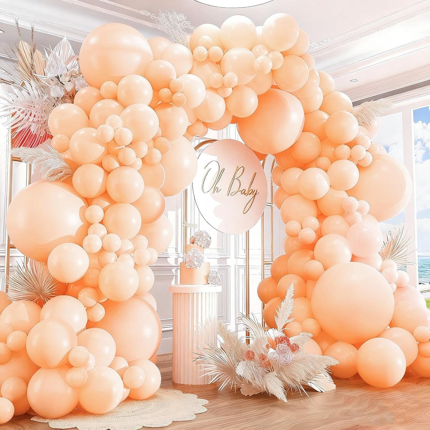 412pcs Pastel Orange Balloon Garland Arch Kit 18 12 10 5 Inch Different Sizes Light Orange Latex Balloons for Baby Shower Christmas Birthday Wedding Peach Party Decoration