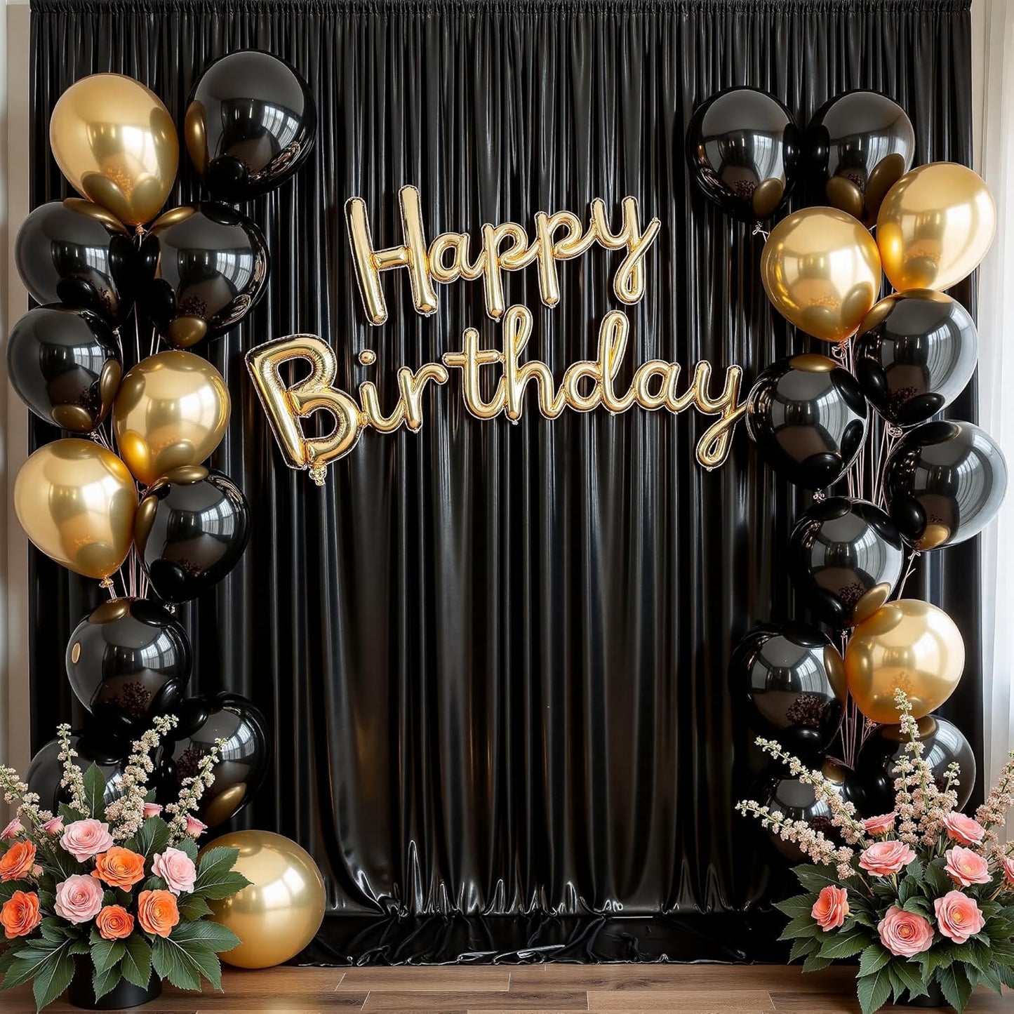 20ftx10 ft Black Glitter Sequin Backdrop Curtain for Parties, Wrinkle Free Sparking Backdrop Drapes, 4 Panels 5x10ft Shimmer Photo Back Drop Cloth for Wedding Birthday Photography Background