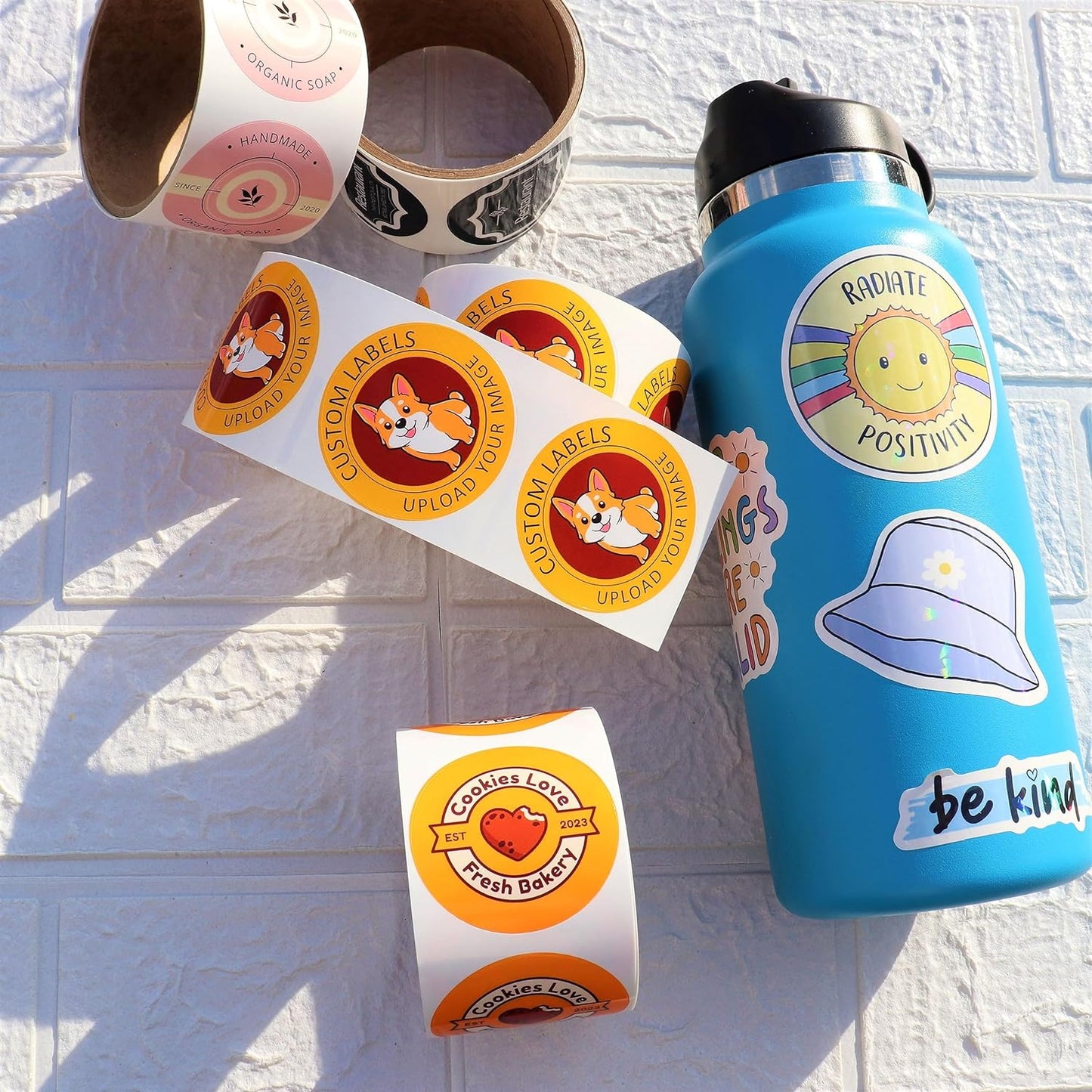 Custom Stickers Label Rolls, Build Your Own Stickers/Labels Any Design Premium Gloss BOPP Custom Sticker, Personalized Stickers for Business Logo, Custom Printed Sticker Labels 50+