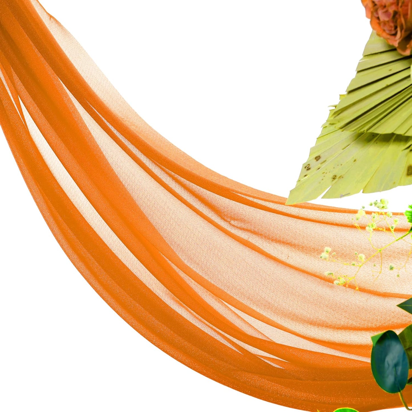 VDS Pack of 1 Panel (30 Inch X 20 Feet) Wedding Arch Draping Fabric Sheer Chiffon Fabric Drapery for Wedding Ceremony Reception Swag Backdrop Canopy Chuppah ARBO Altars Decoration (Orange)