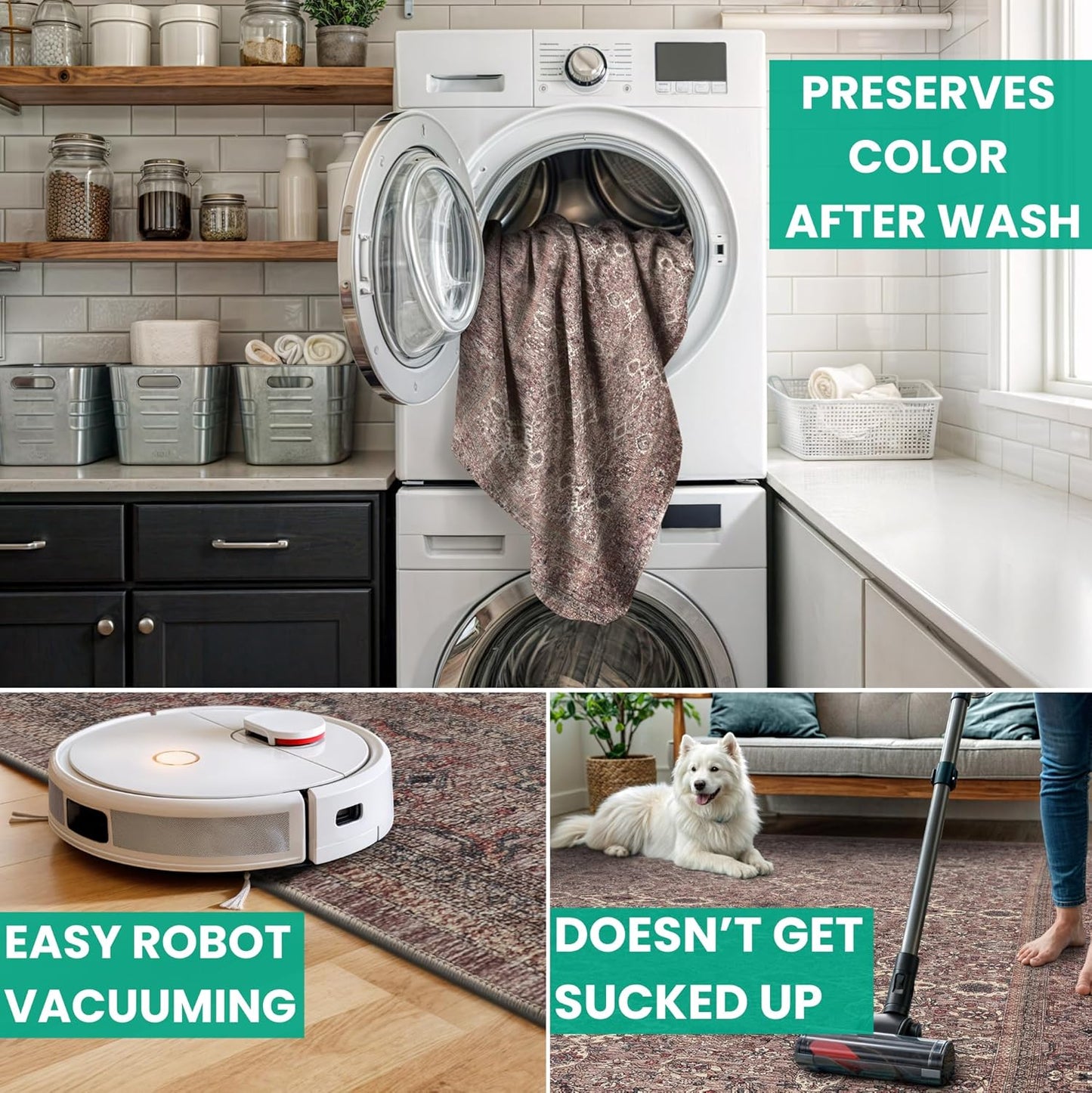 Bloom Rugs Washable Non-Slip 5' x 7' Rug - Beige Traditional Bordered Area Rug for Living Room, Bedroom, Dining Room, and Kitchen - Exact Size: 5' x 7'