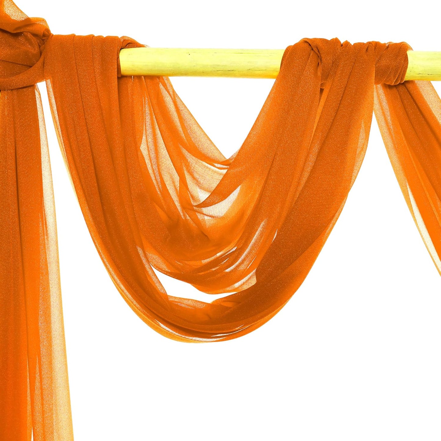 VDS Pack of 1 Panel (30 Inch X 50 Feet) Wedding Arch Draping Fabric Sheer Chiffon Fabric Drapery for Wedding Ceremony Reception Swag Backdrop Canopy Chuppah ARBO Altars Decoration (Orange)