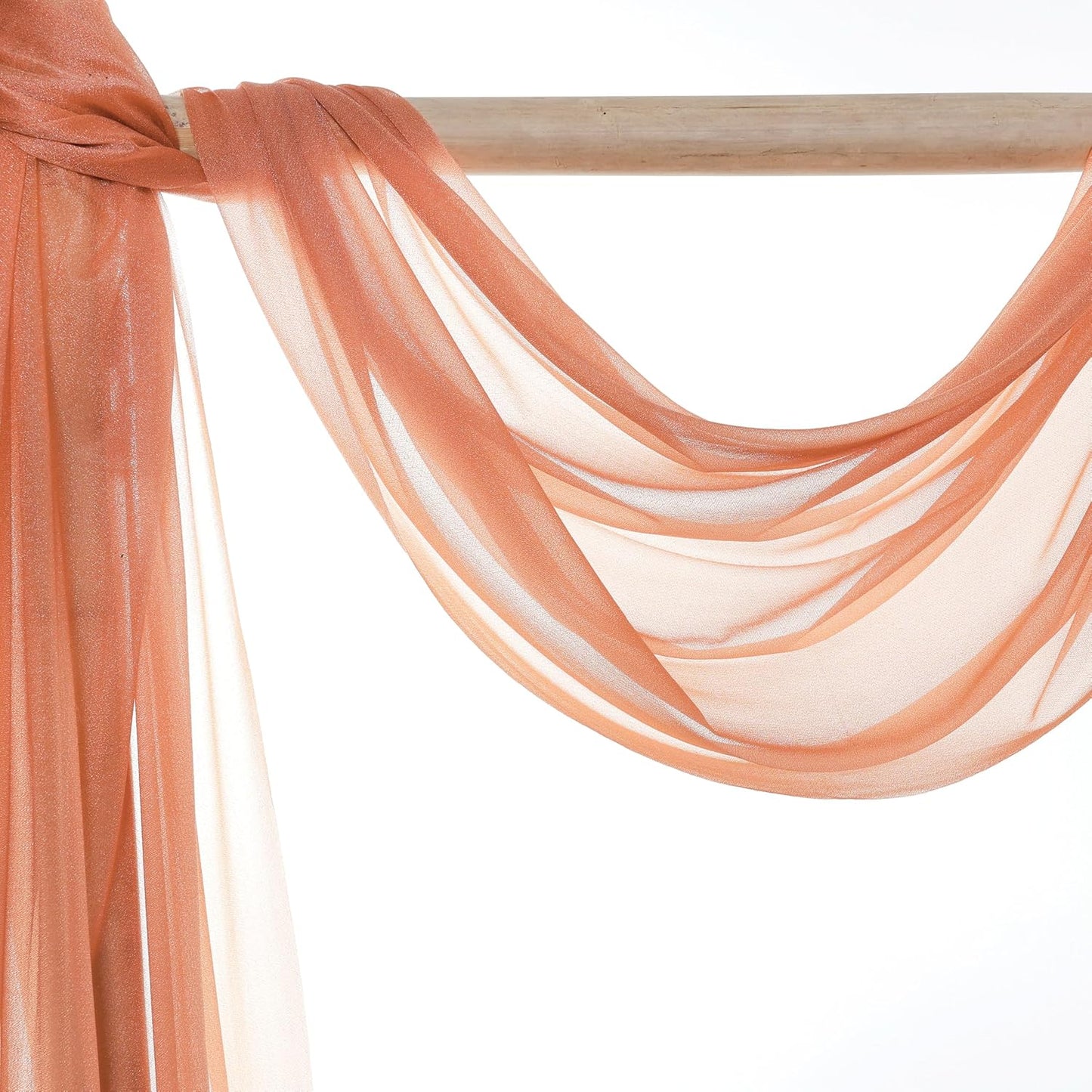 VDS Pack of 4 Panel (30 Inch X 20 Feet) Wedding Arch Draping Fabric Sheer Chiffon Fabric Drapery for Wedding Ceremony Reception Swag Backdrop Canopy Chuppah ARBO Altars Decoration (Coral Peach)