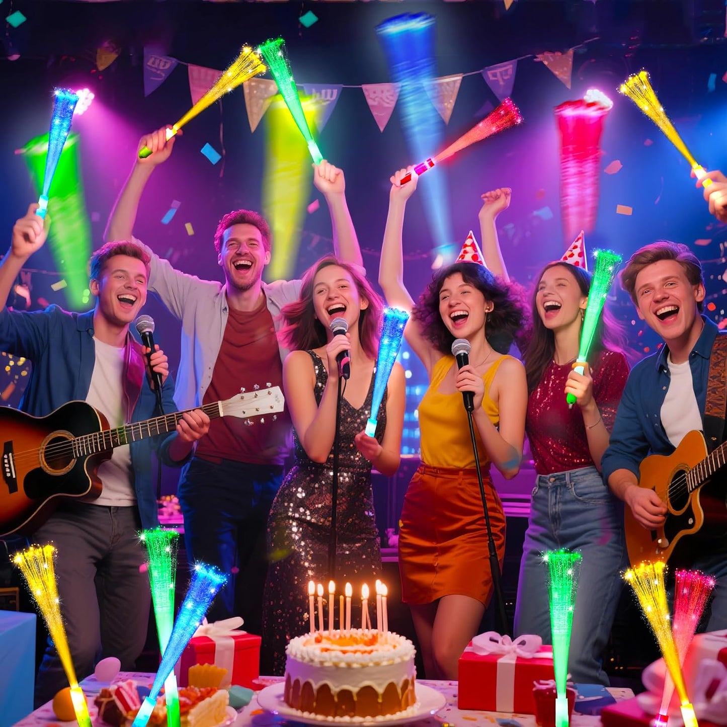 OceanWings Glow Fiber Optic Wands,Halloween Glow Sticks Bulk Party Pack,Glow in the dark Party Supplies Favor Flashing Light Up Sticks for Birthday Holiday Party Wedding Halloween Christmas(36)