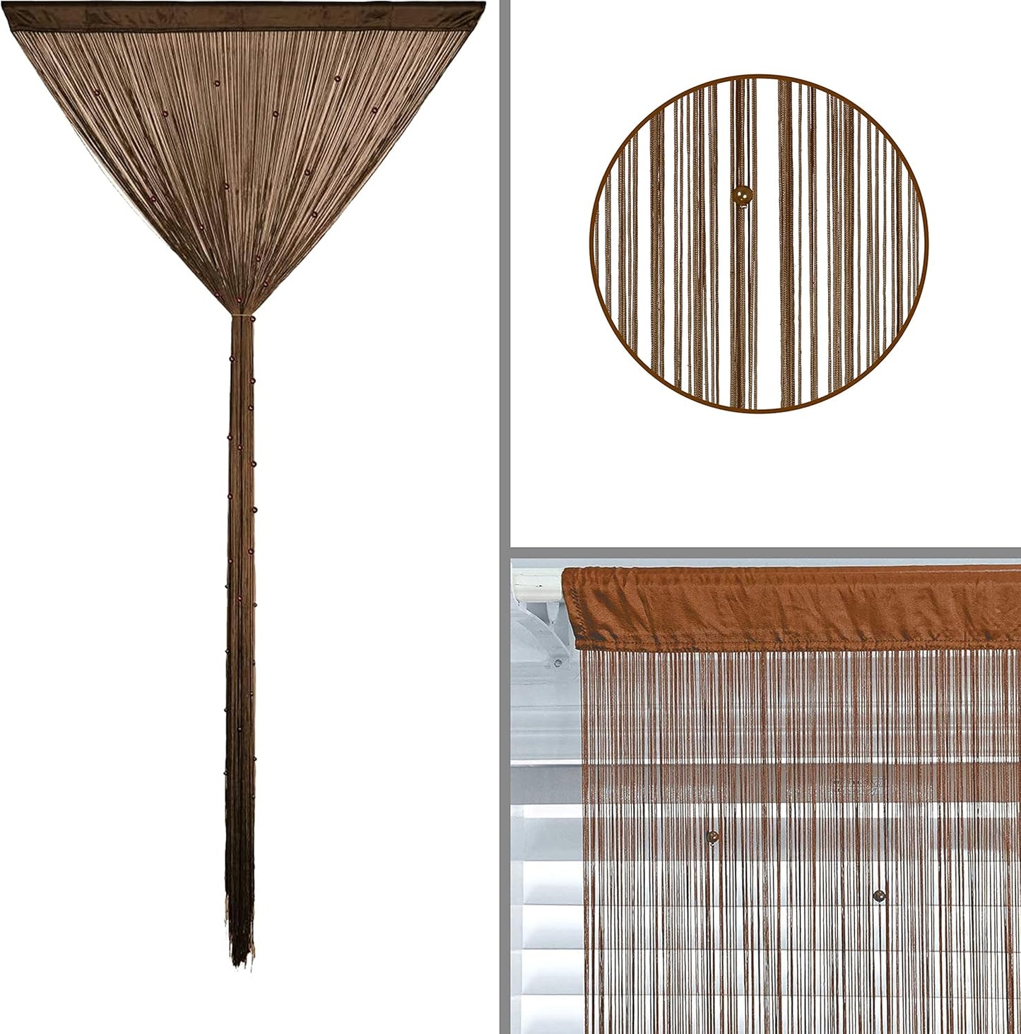 Beaded Doorway Curtain Door Beads Dense String Curtains Fringe Hippie Perfect for Wall Hanging Decor Room Divider Privacy Doors Window Closet Doorways Decorations (100x280cm,Coffee)