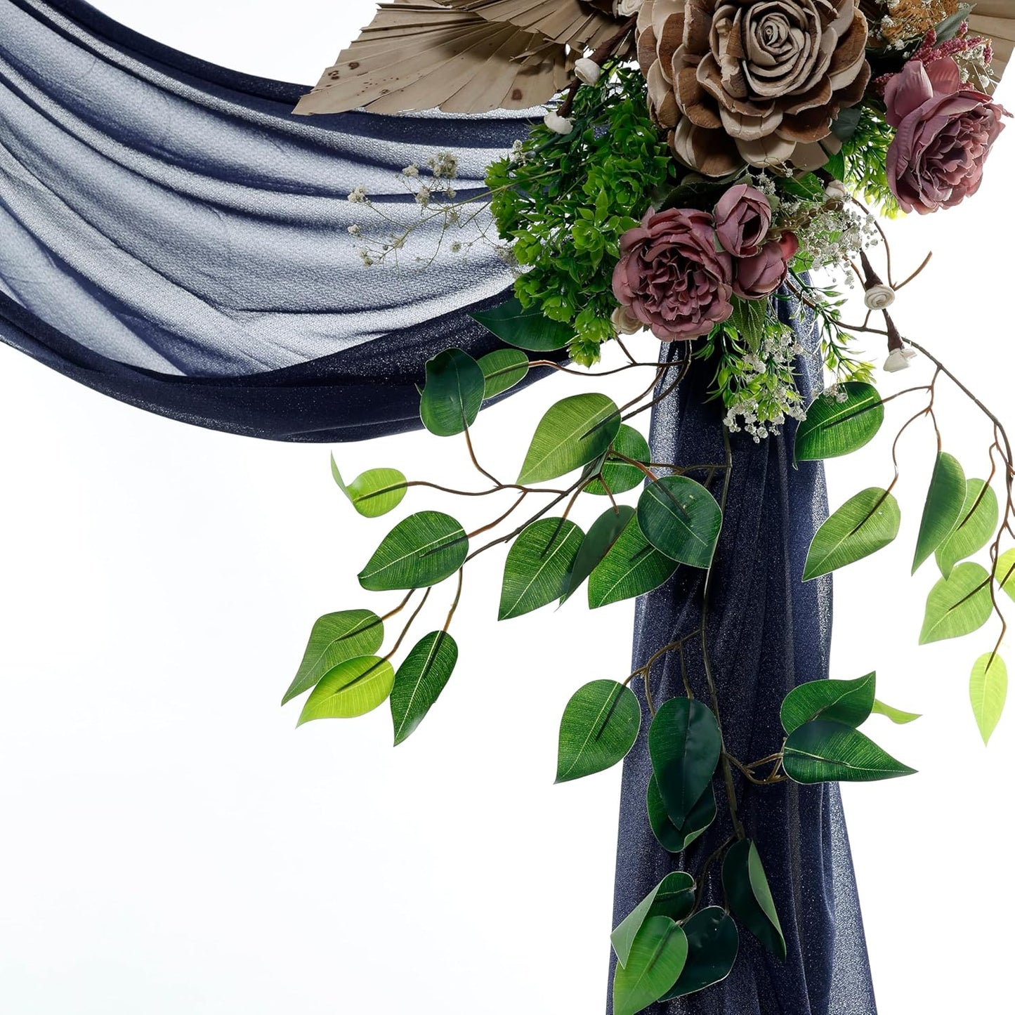 VDS Pack of 1 Panel (30 Inch X 30 Feet) Wedding Arch Draping Fabric Sheer Chiffon Fabric Drapery for Wedding Ceremony Reception Swag Backdrop Canopy Chuppah ARBO Altars Decoration (Navy Blue)