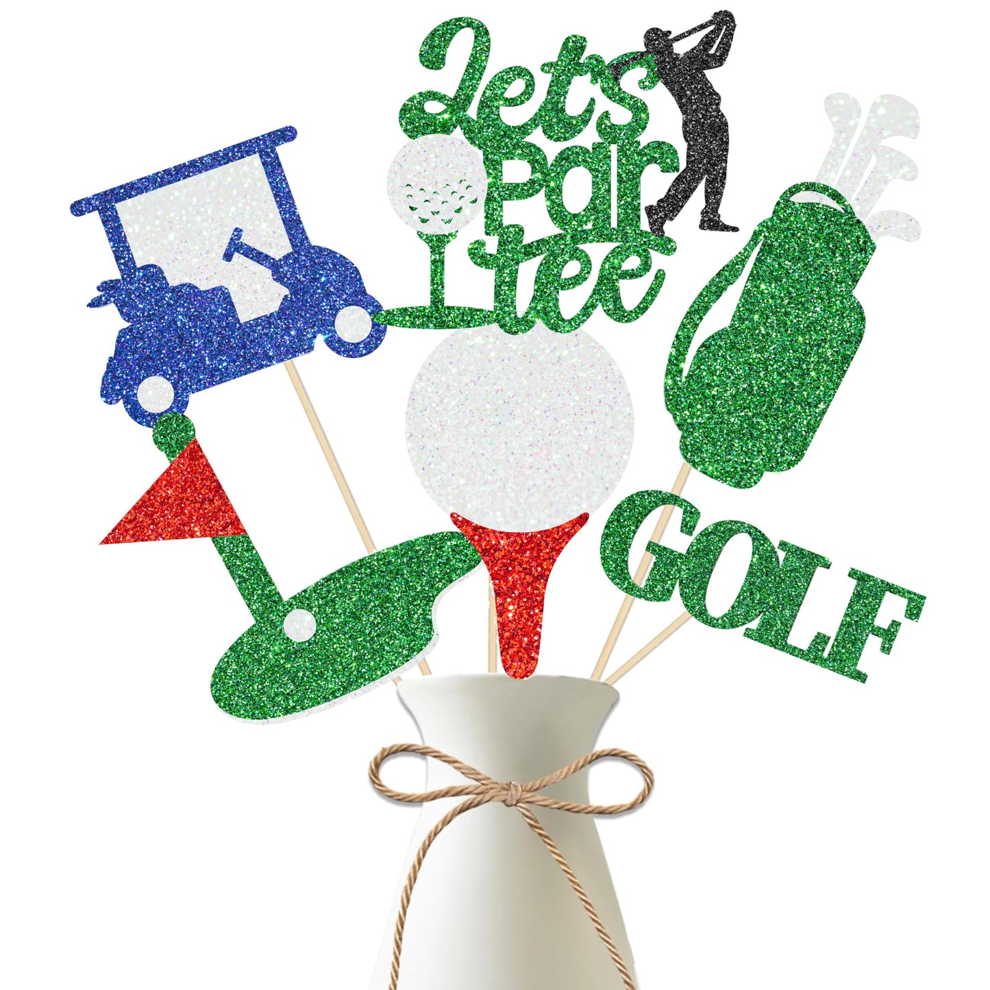 12Pcs Golf Party Centerpiece Sticks Glitter Golf Birthday Party Table Toppers Golf Centerpiece
