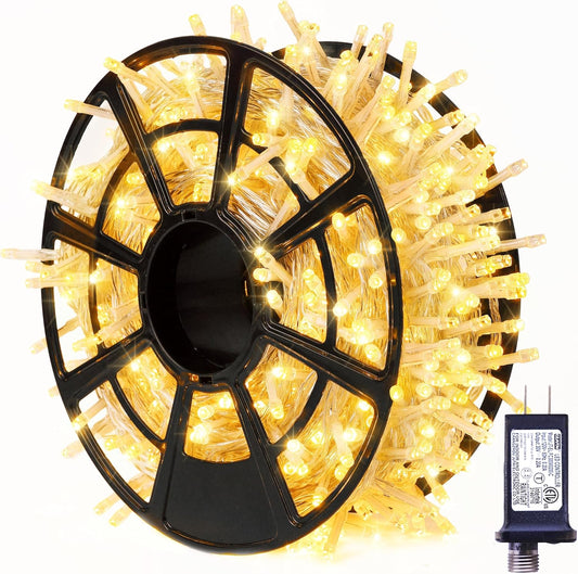 JMEXSUSS 800 LED Christmas Lights Outdoor Indoor String Lights with 8 Modes Warm White Plug in for Patio Garden Tree Wedding Party Yard Spring Decoration