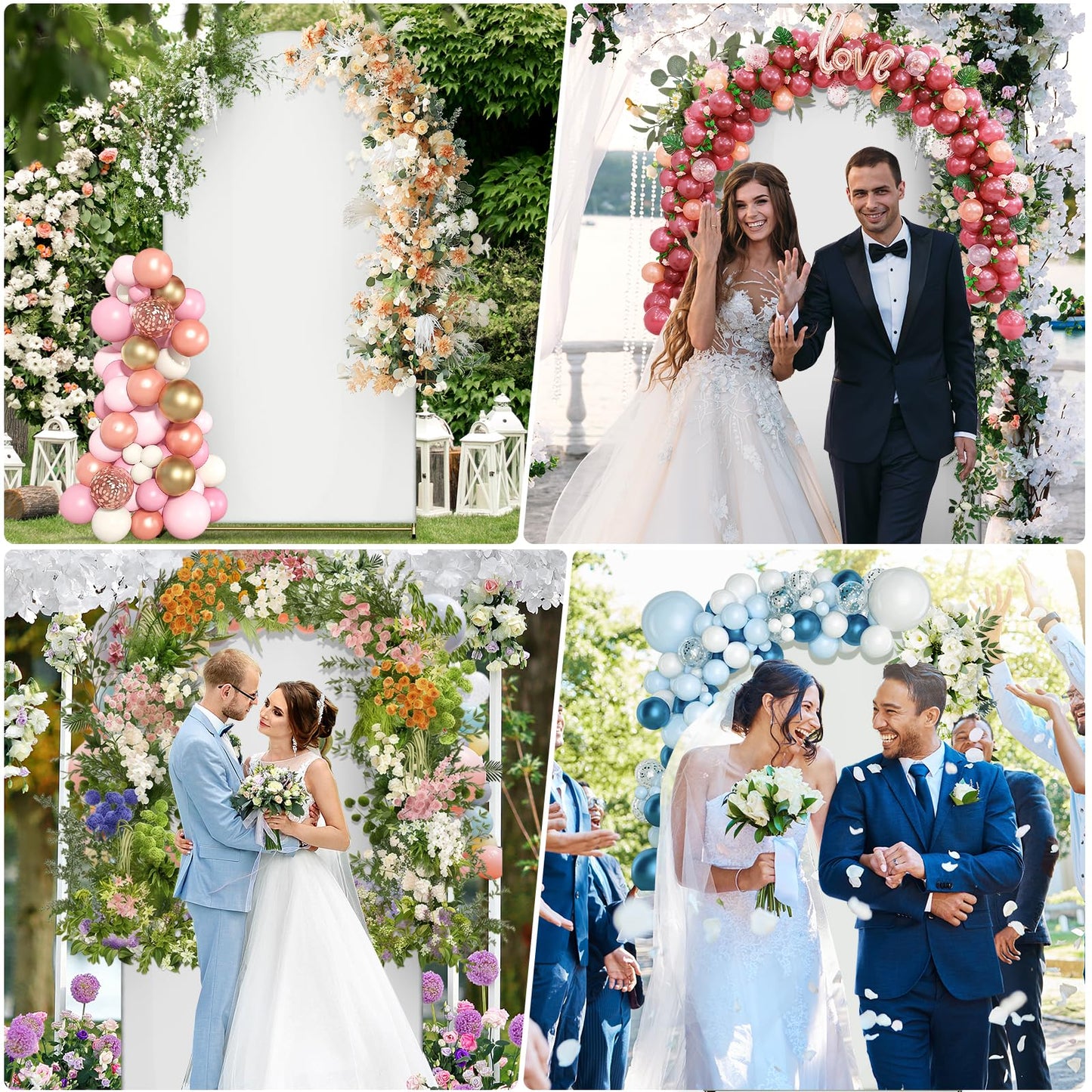 7.2FT Metal Arch Backdrop Stand and Cover Set, Gold Wedding Backdrop Arch Stand with Cover, Balloon