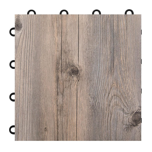 IncStores 3/8" Thick Snap Together Dance Flooring Tiles | 12”x12” Printed Vinyl Dance Floor Tiles for Practice & Performance | Barnwood | 32 Tile Pack